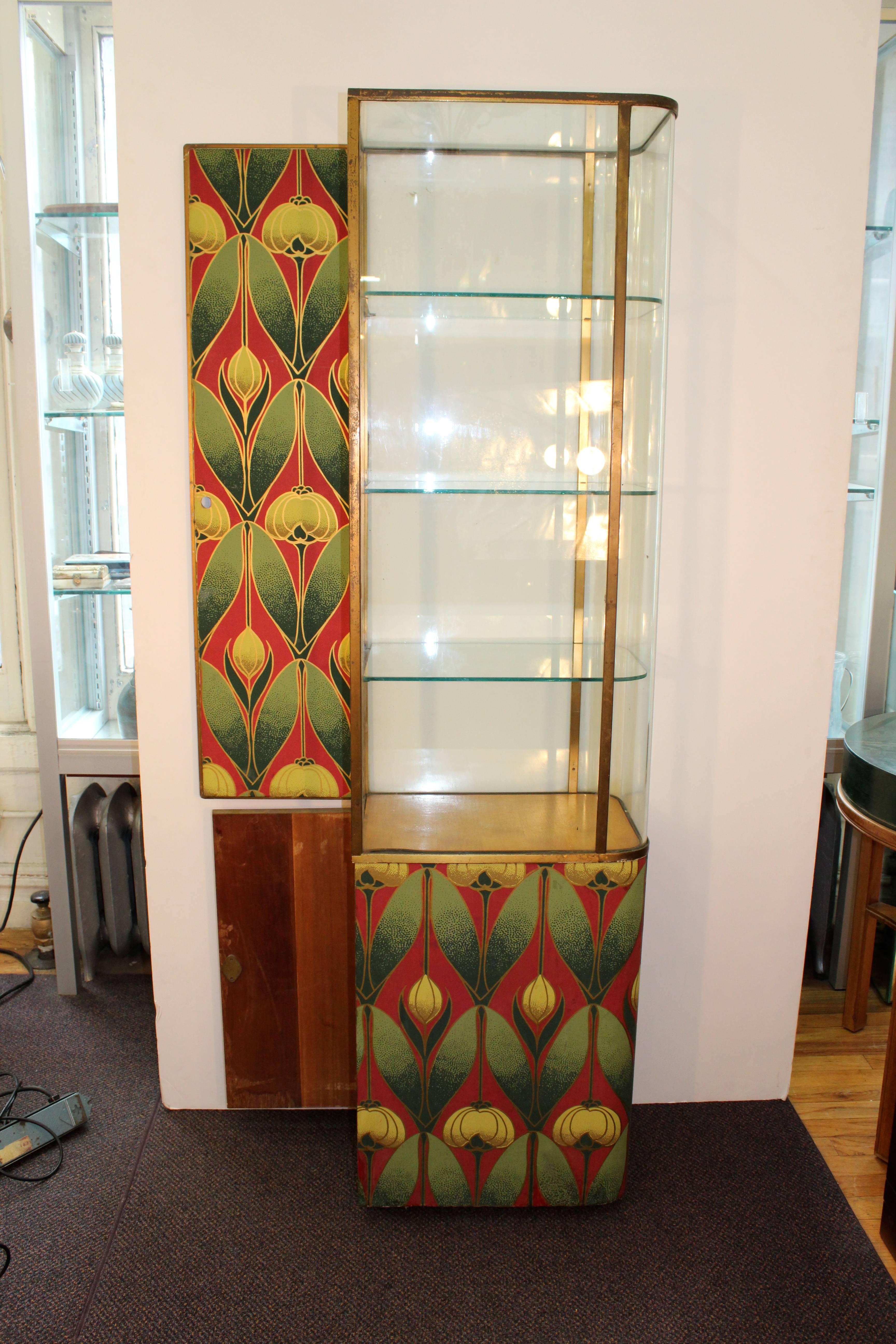 Brass Parker Pen Glass Cabinet with Floral Pattern