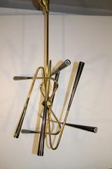 Mid-Century Brass and Smokey Chrome Chandelier