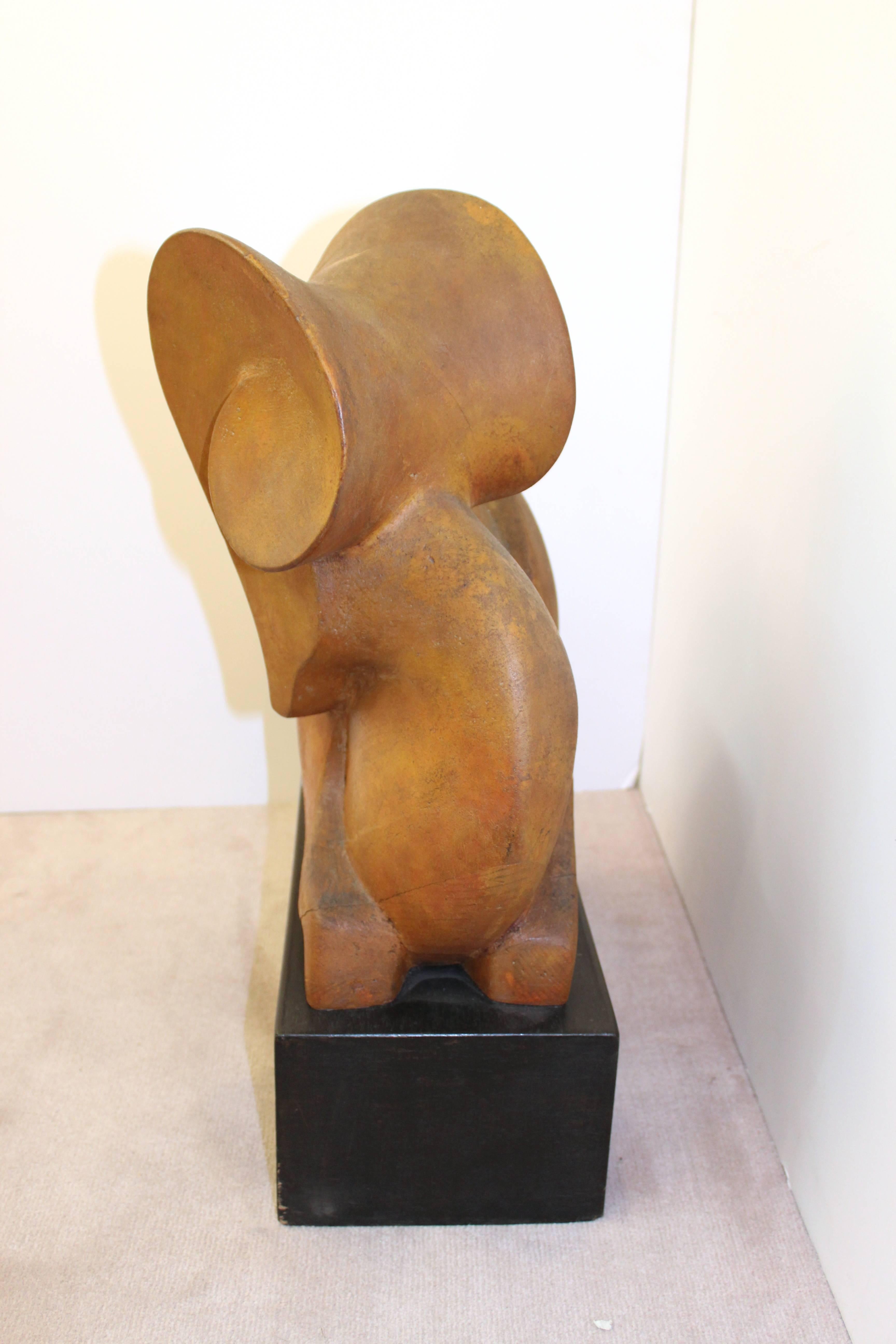 Joseph Martinek, Abstrakte Holz-Ibex-Skulptur, signiert (Geschnitzt) im Angebot