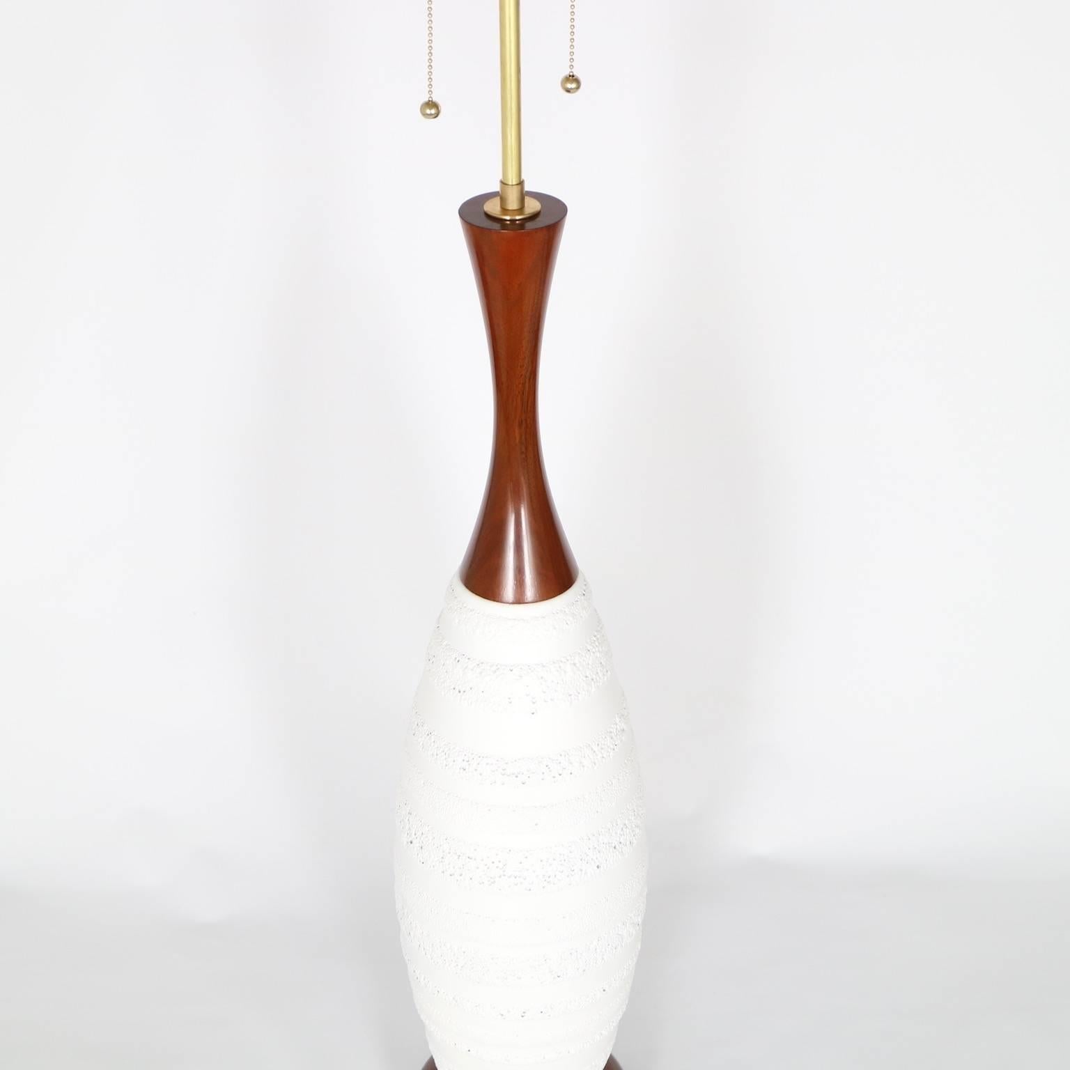 white mid century lamp