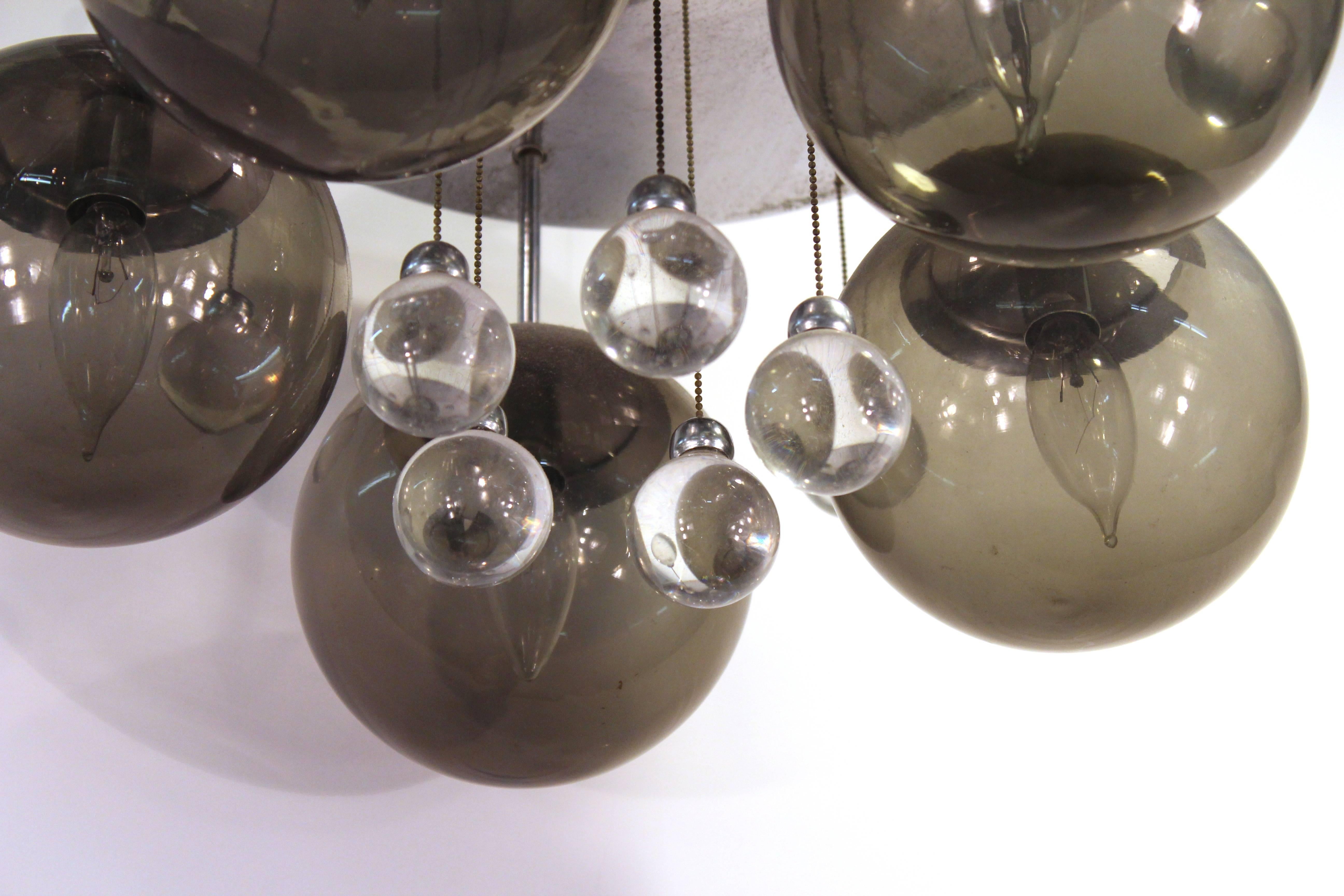 Mid-Century Chrome and Glass Balls Chandelier In Good Condition In New York, NY