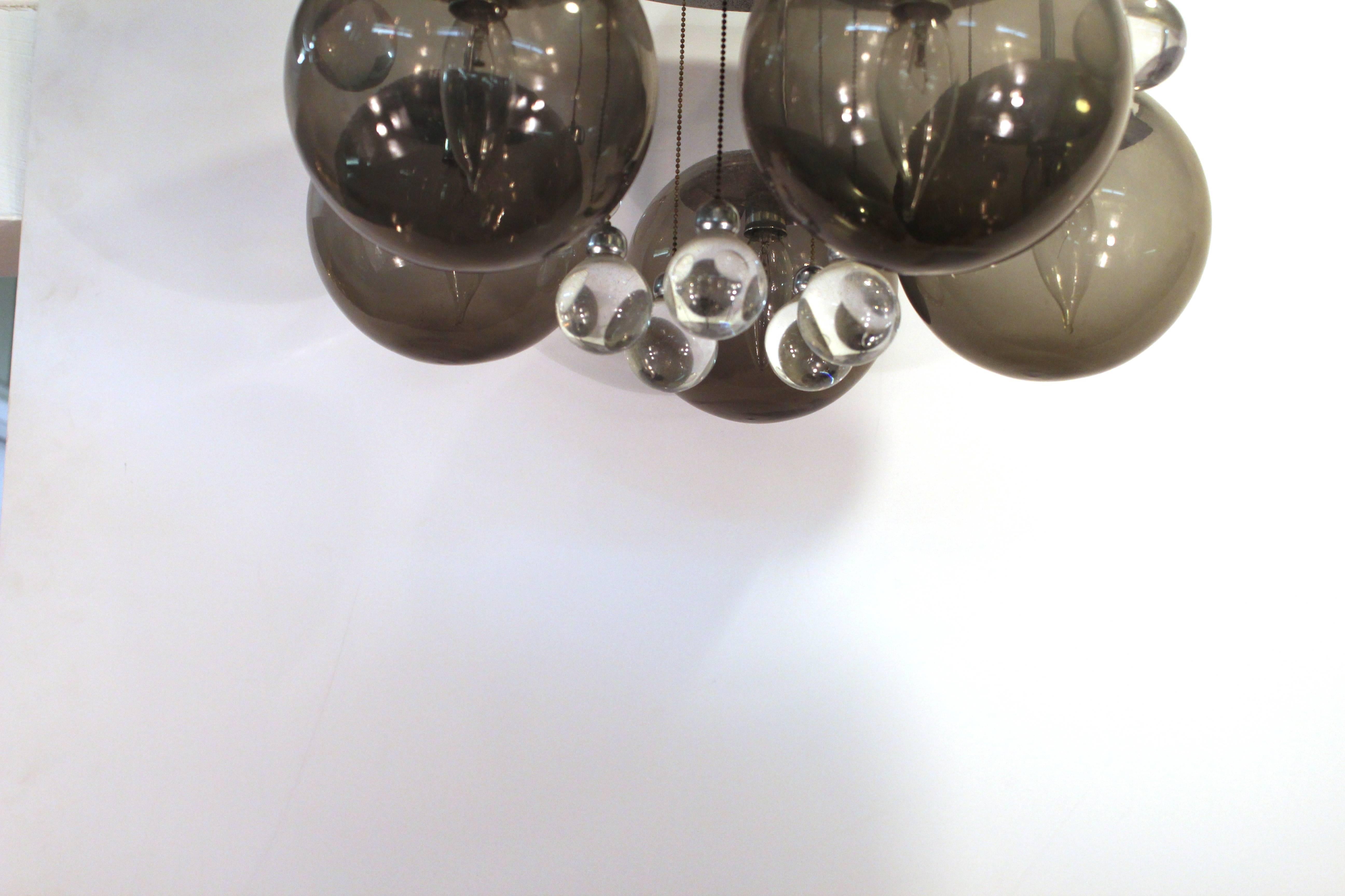 20th Century Mid-Century Chrome and Glass Balls Chandelier