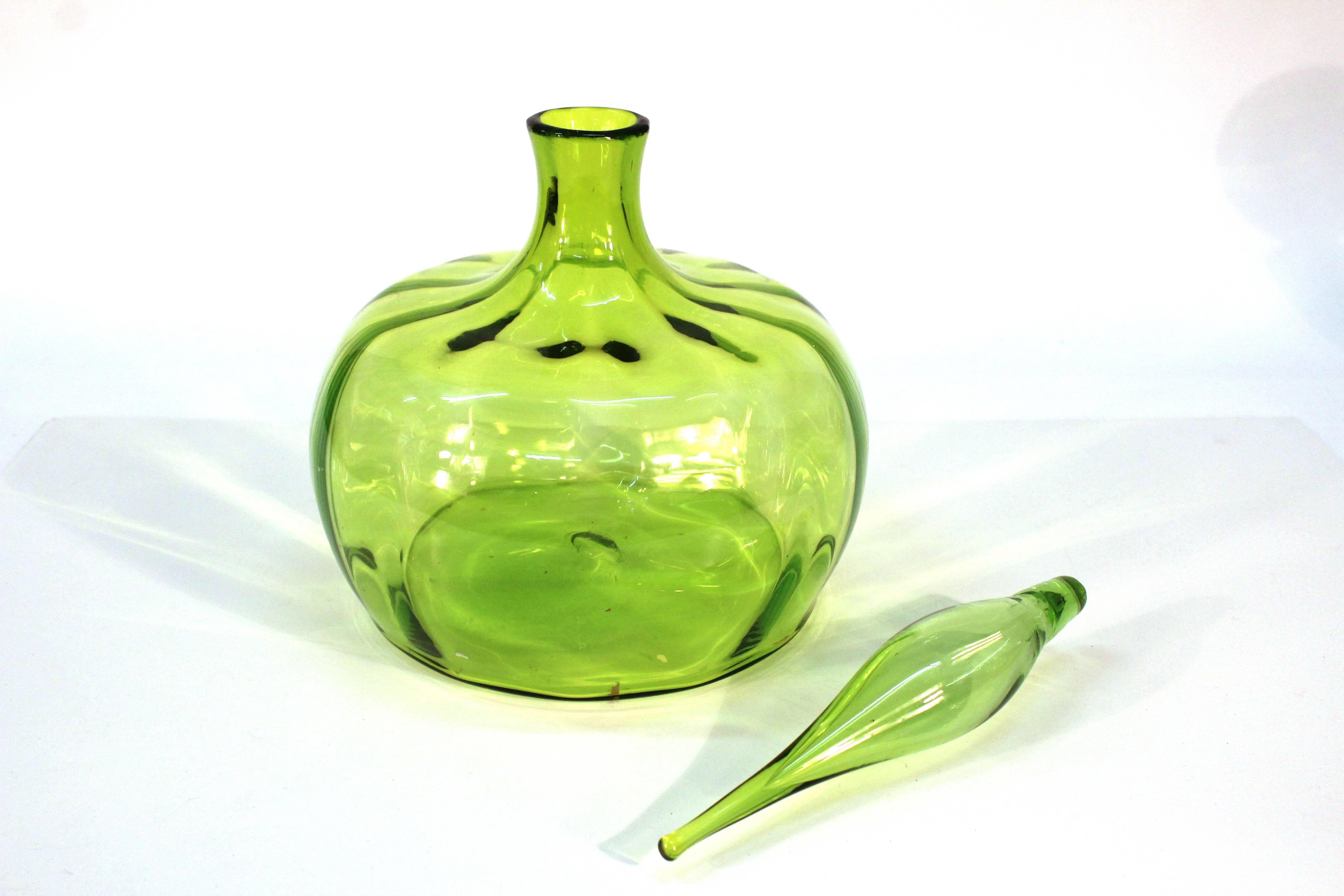 Collection of Three Olive Glass Pieces by Blenko 1
