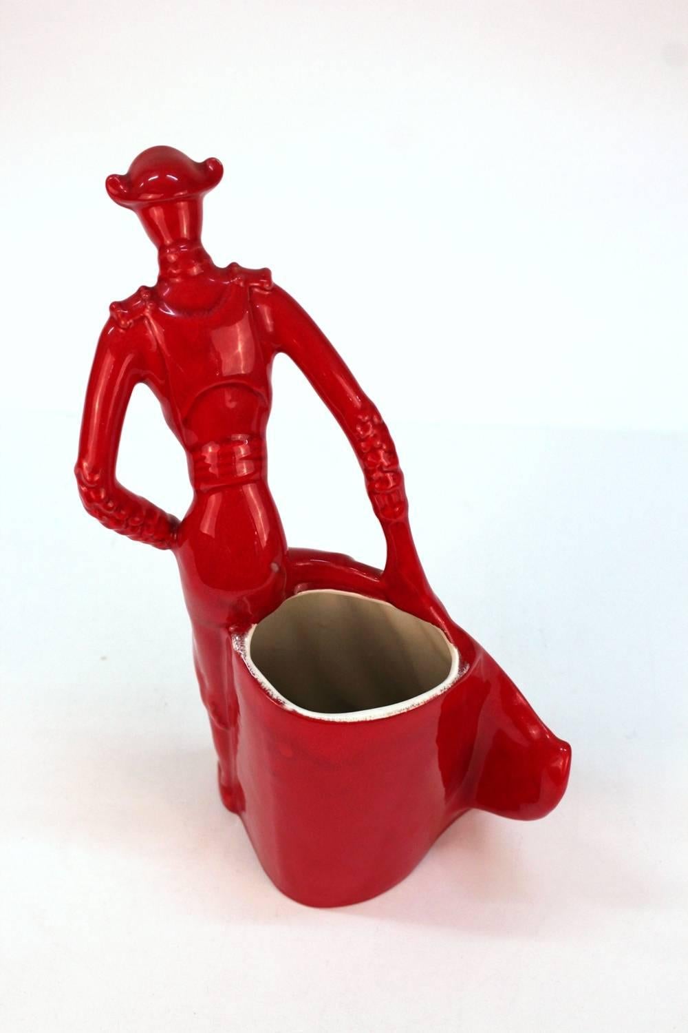 American Red Matador Vase by Royal Haeger Pottery