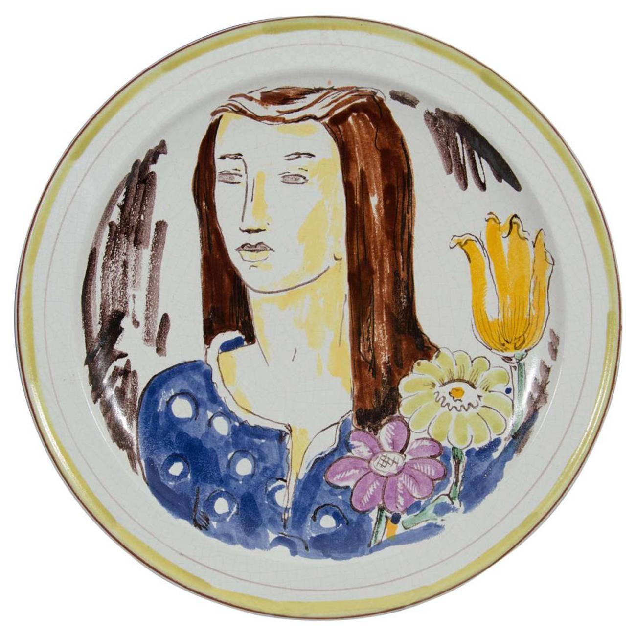 Wilhelm Kage Plate with Portrait of a Woman For Sale