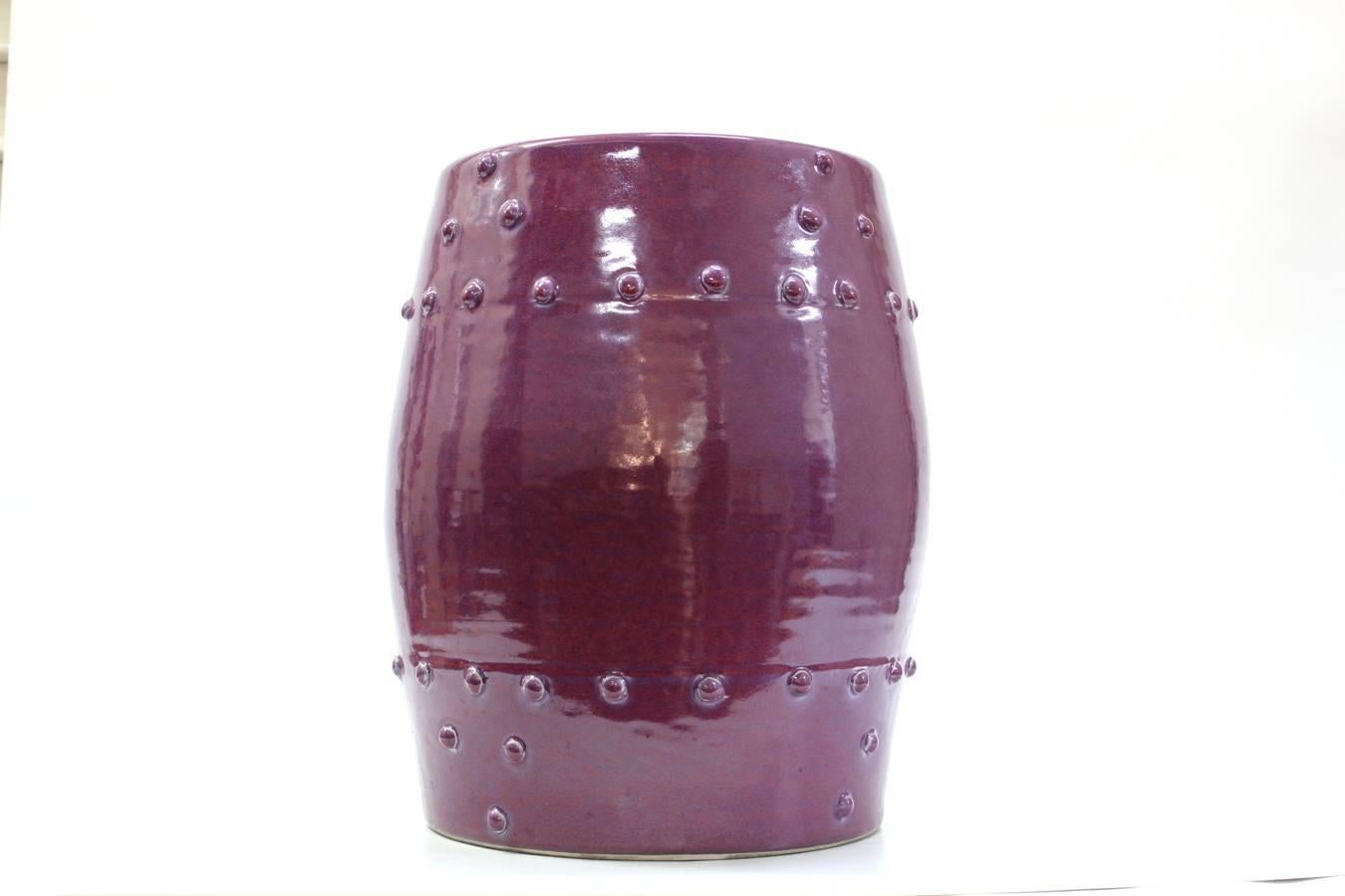 Hollywood Regency 1970s Ceramic Garden Seat in Purple