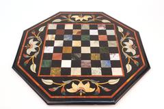 Italian Pietra Dura Chess Board with Semi-Precious Stone