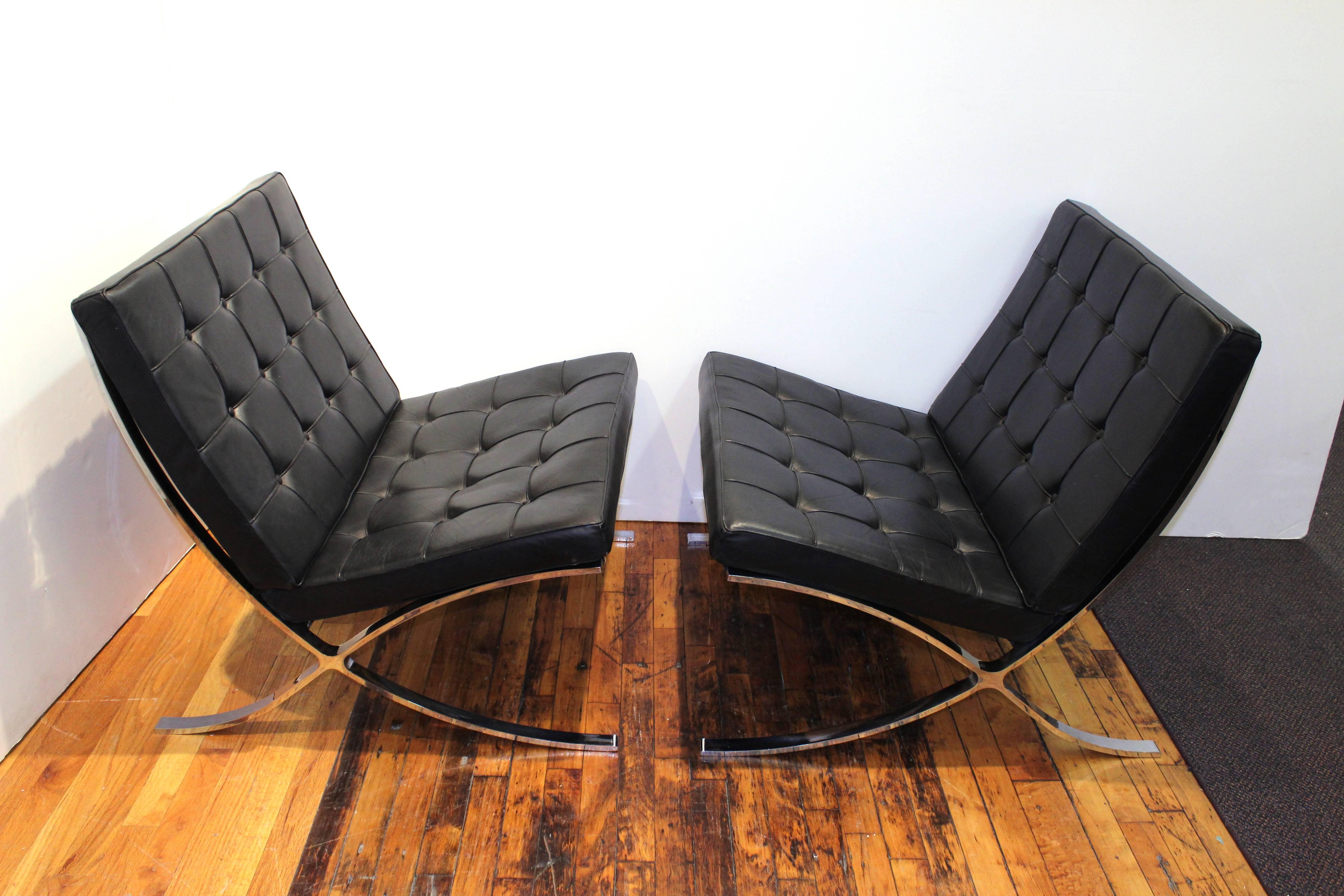 Pair of Barcelona Chairs by Knoll In Good Condition In New York, NY