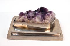 Amethyst Geode on Silver Plate Base