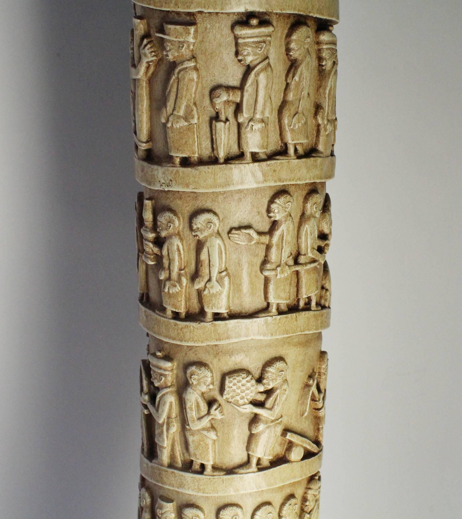 Molded Carved Tusk Shaped Sculptures in Plaster by Austin, 1986