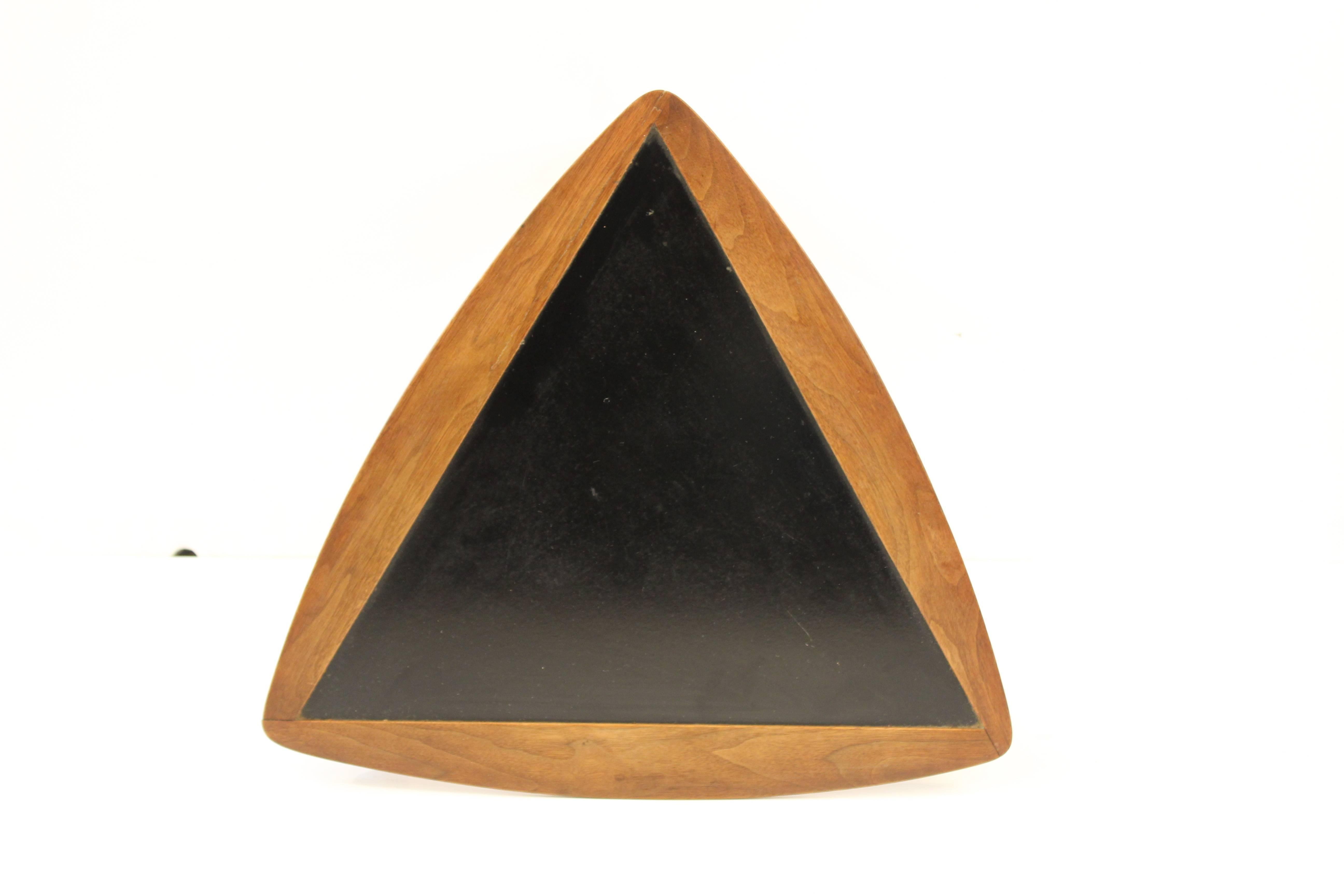 Triangular Side Table with Painted Black Top 1