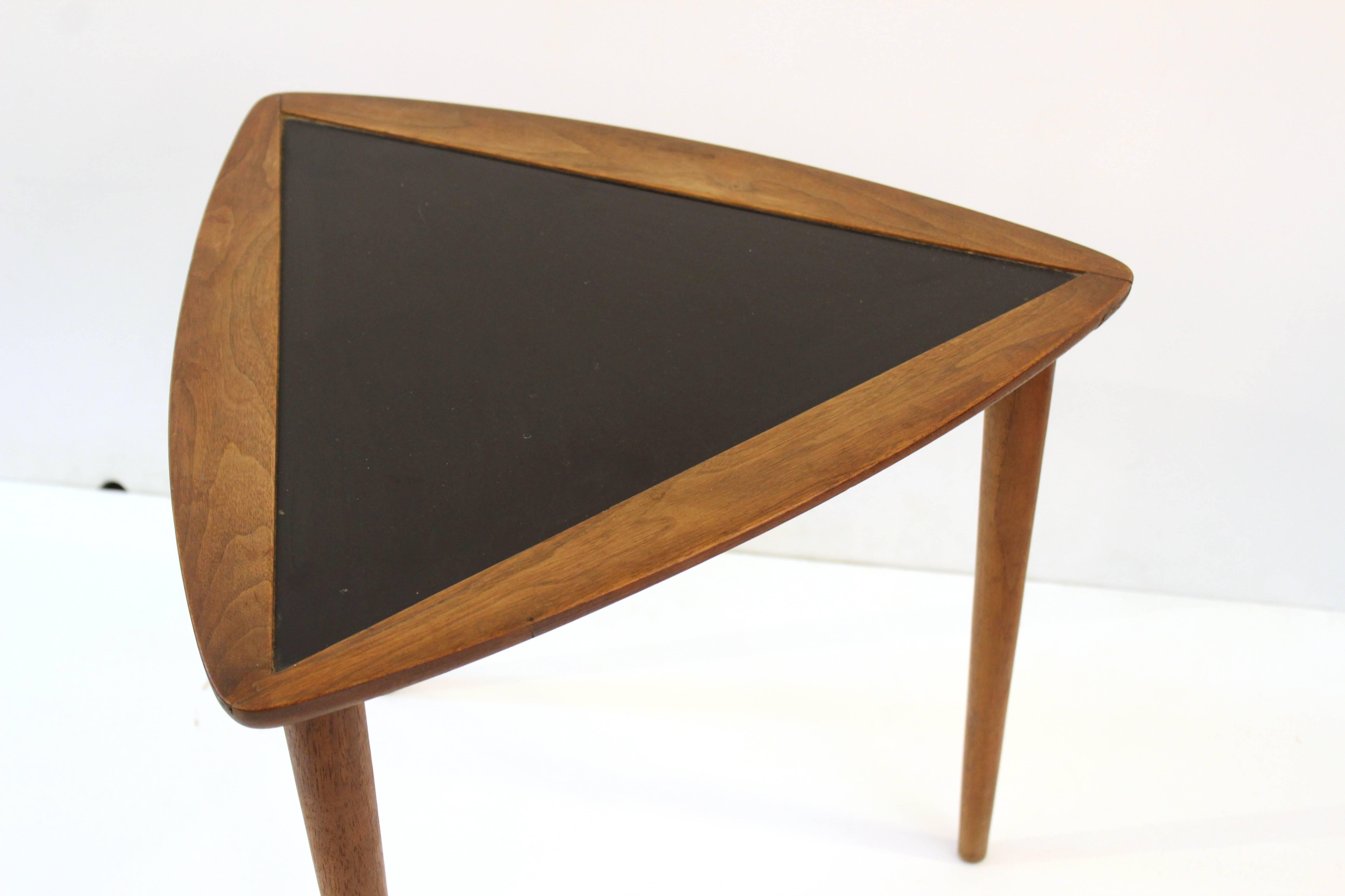 20th Century Triangular Side Table with Painted Black Top