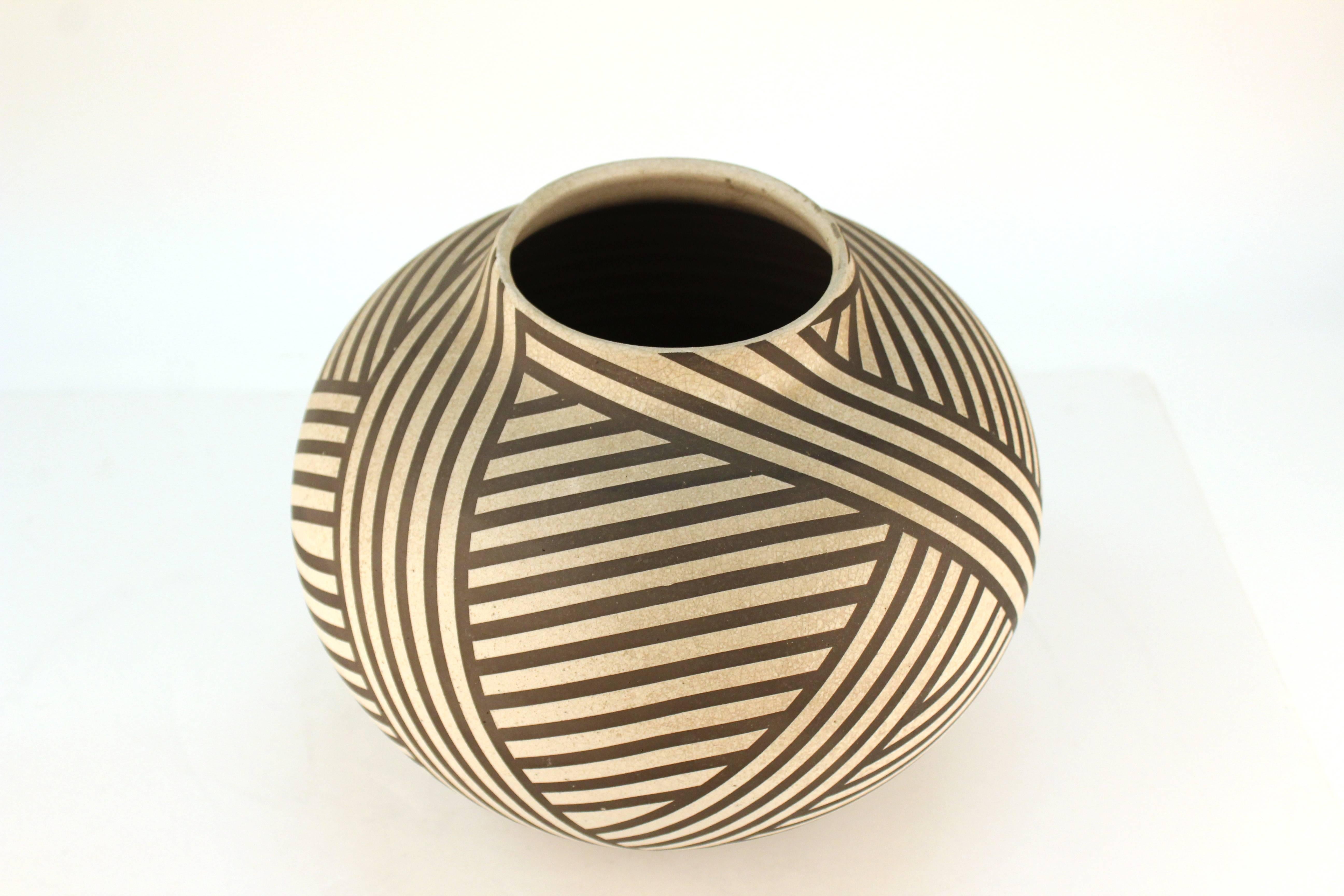 Nicholas Bernard Striped Ceramic Vessel In Good Condition In New York, NY