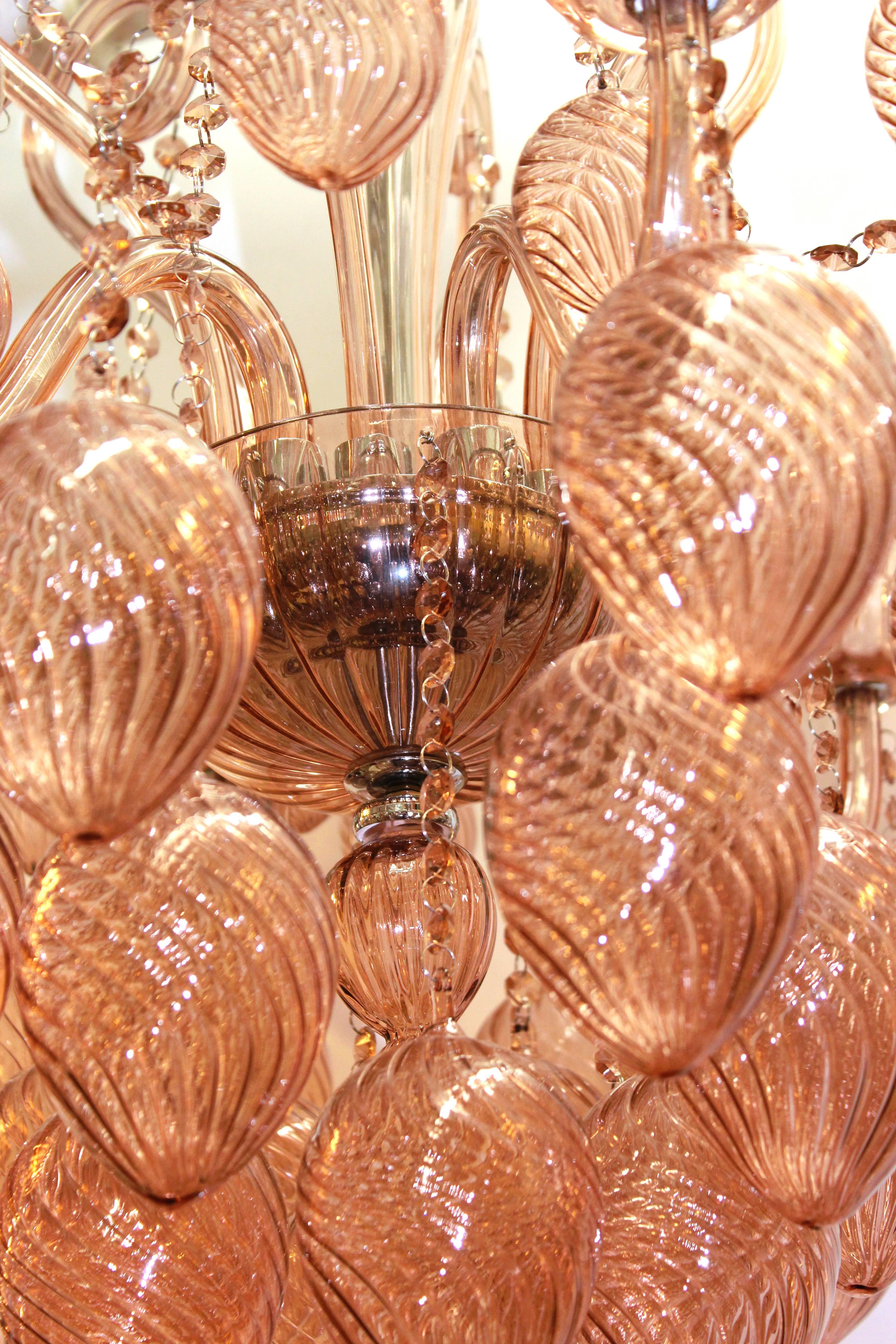 Pink Murano Glass Chandelier with Six Lights 4