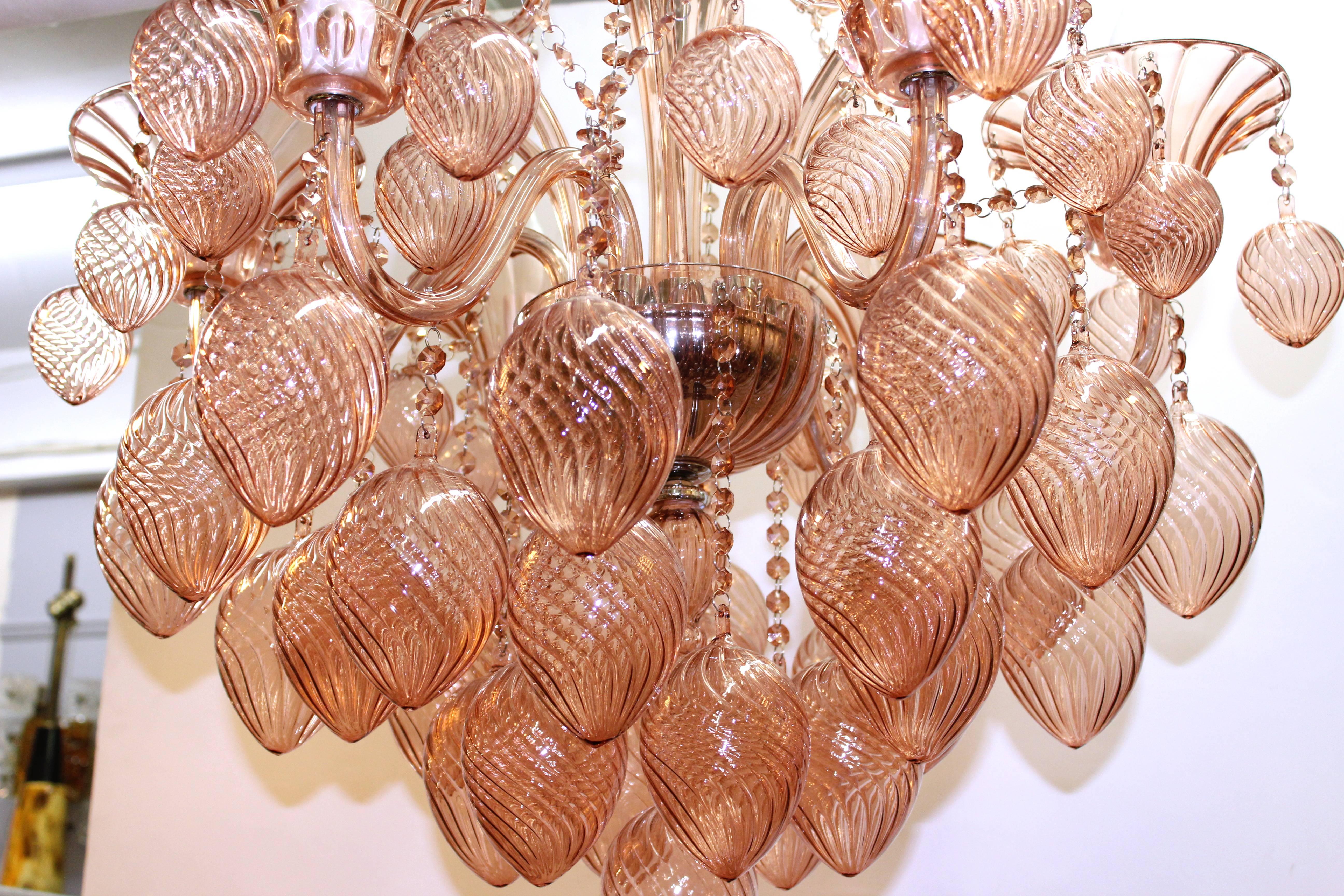 Pink Murano Glass Chandelier with Six Lights 1