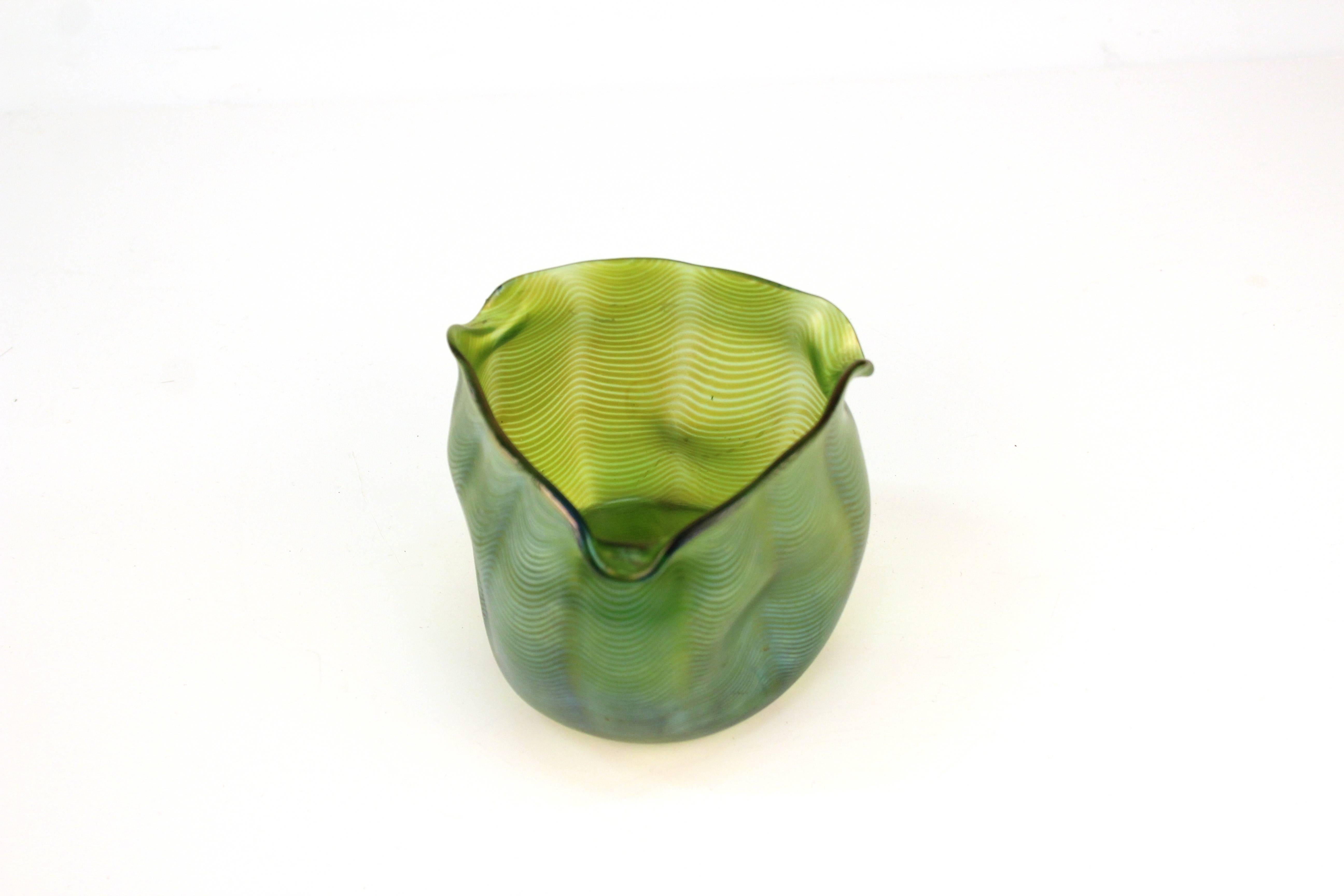 Art Nouveau Lutz Vessel in Iridescent Green