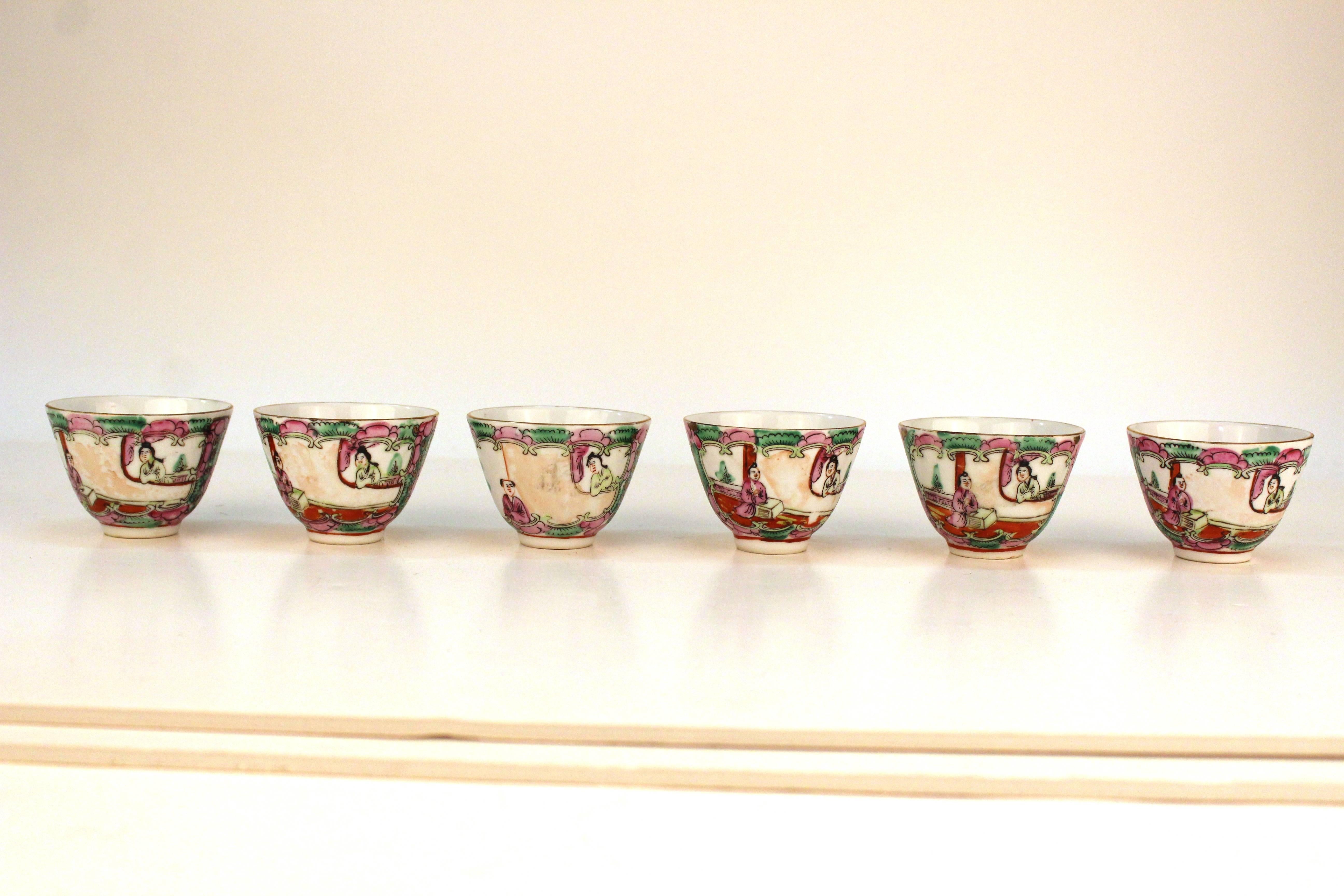 Set of Six Asian Porcelain Cups In Good Condition In New York, NY