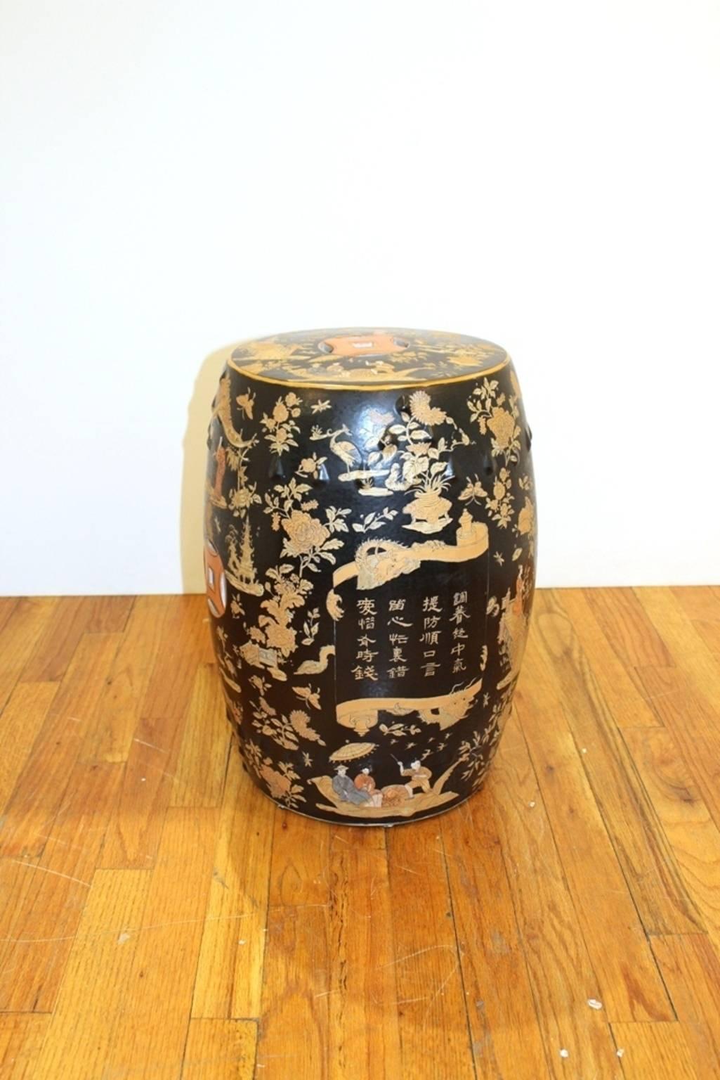 20th Century Chinoiserie Garden Stool with Landscapes