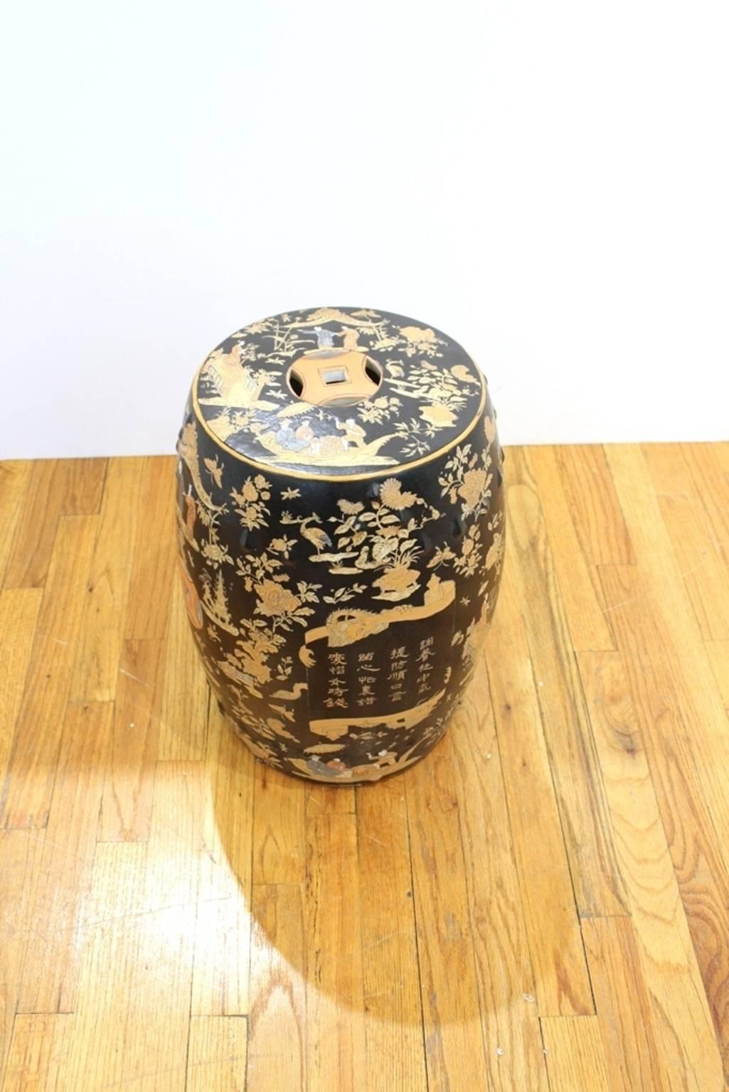 Chinoiserie Garden Stool with Landscapes 1