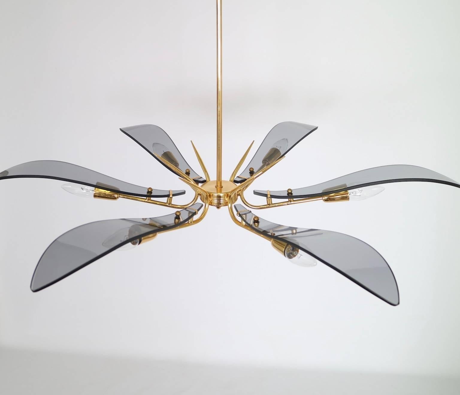 Late 20th Century Italian Chandelier in the Style of Fontana Arte