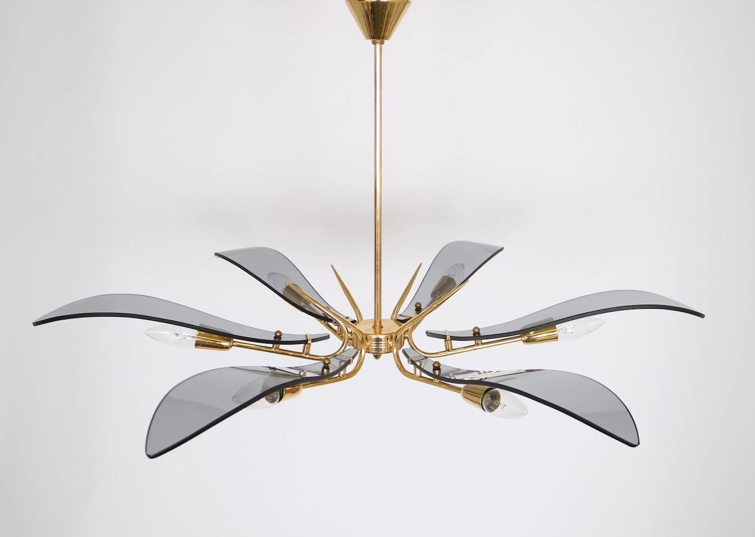 Italian Chandelier in the Style of Fontana Arte In Excellent Condition In New York, NY