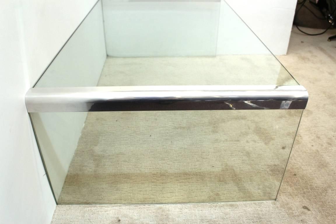 Glass and Chrome Waterfall Coffee Table In Good Condition In New York, NY