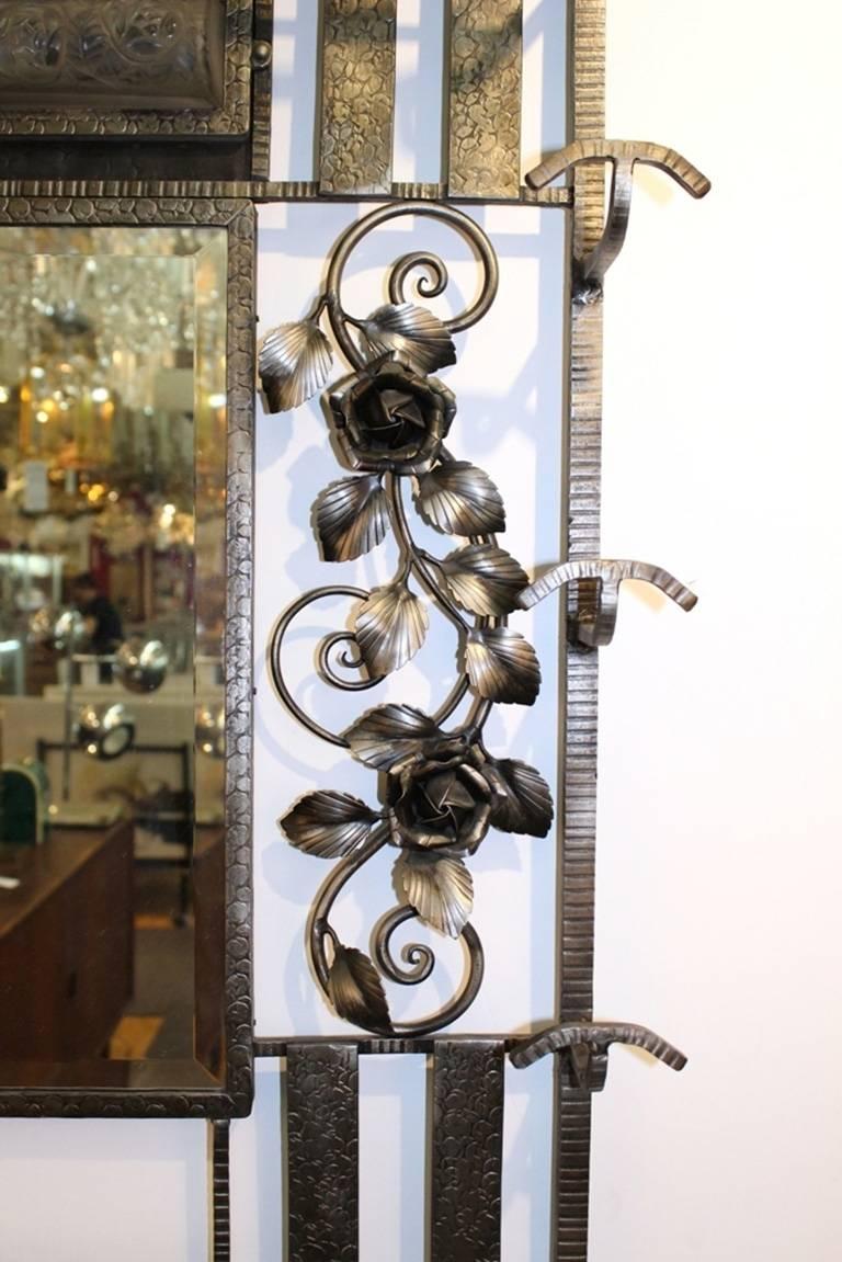 Iron Hall Tree Mirror with Rose Motif at 1stDibs bamboo hall tree