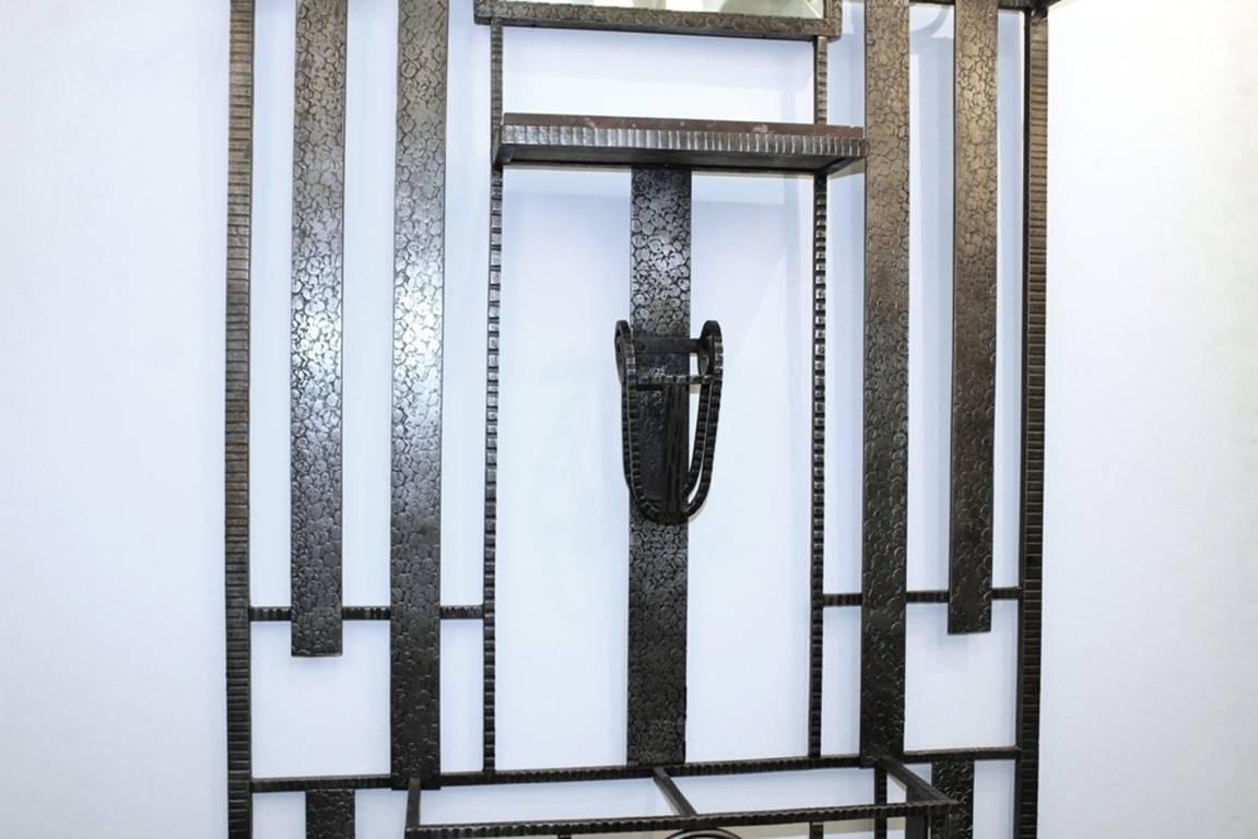 Iron Hall Tree Mirror with Rose Motif at 1stDibs bamboo hall tree