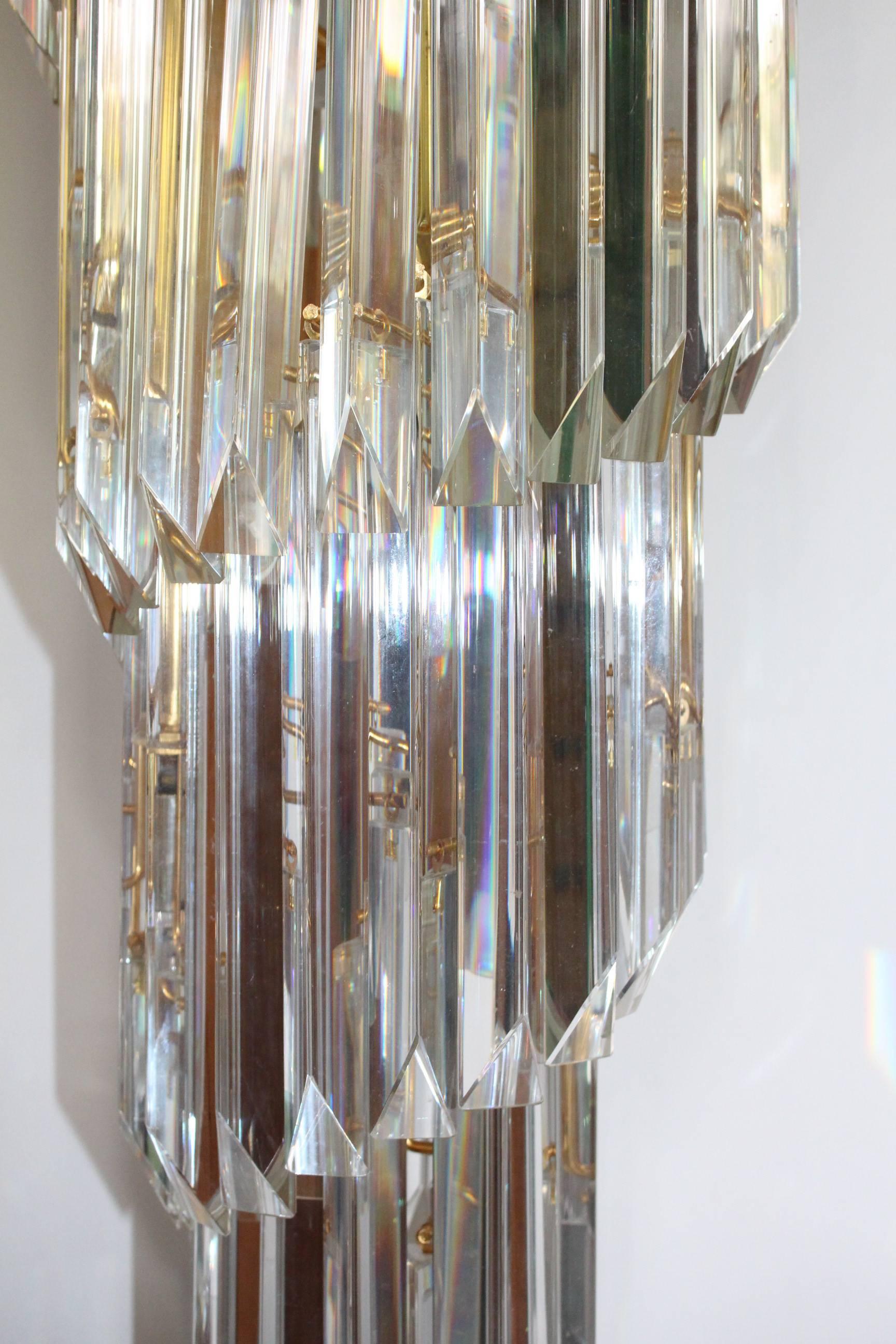 Mid-Century Modern Cascading Crystal Prism Chandelier