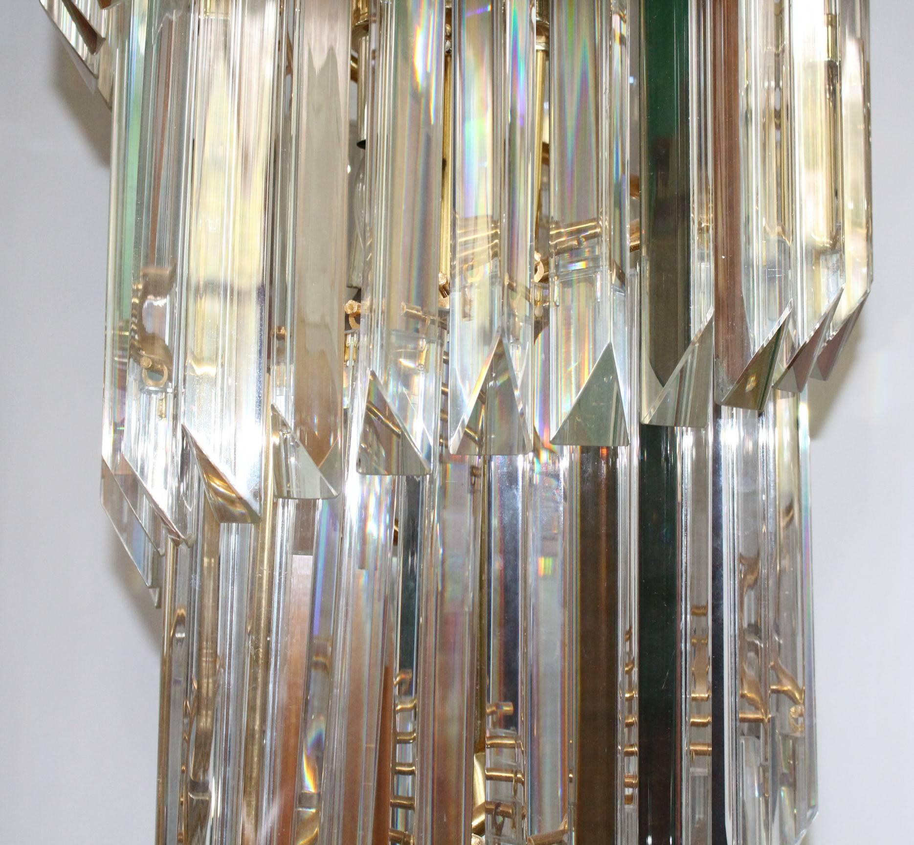 Cascading Crystal Prism Chandelier In Excellent Condition In New York, NY