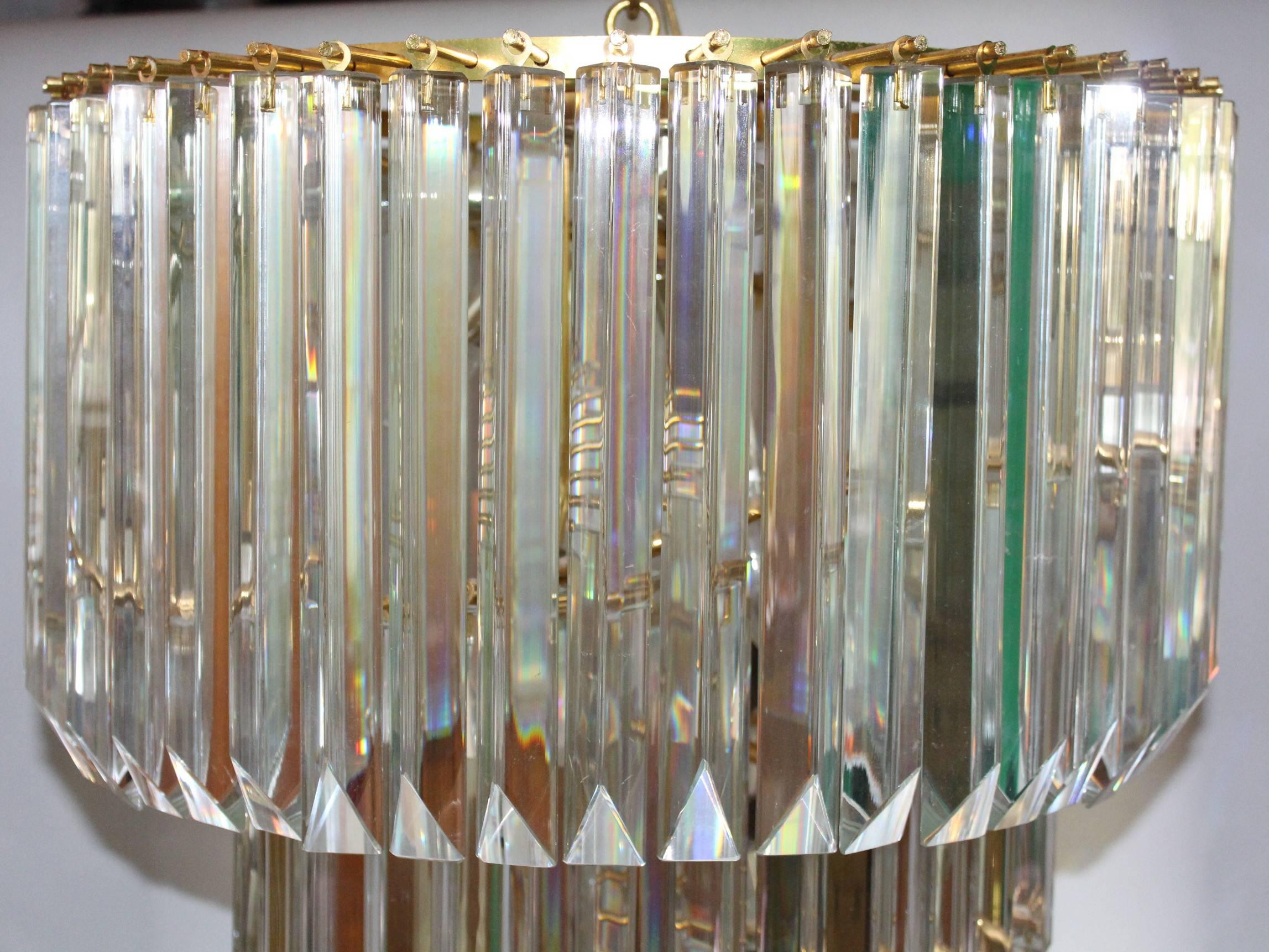 20th Century Cascading Crystal Prism Chandelier