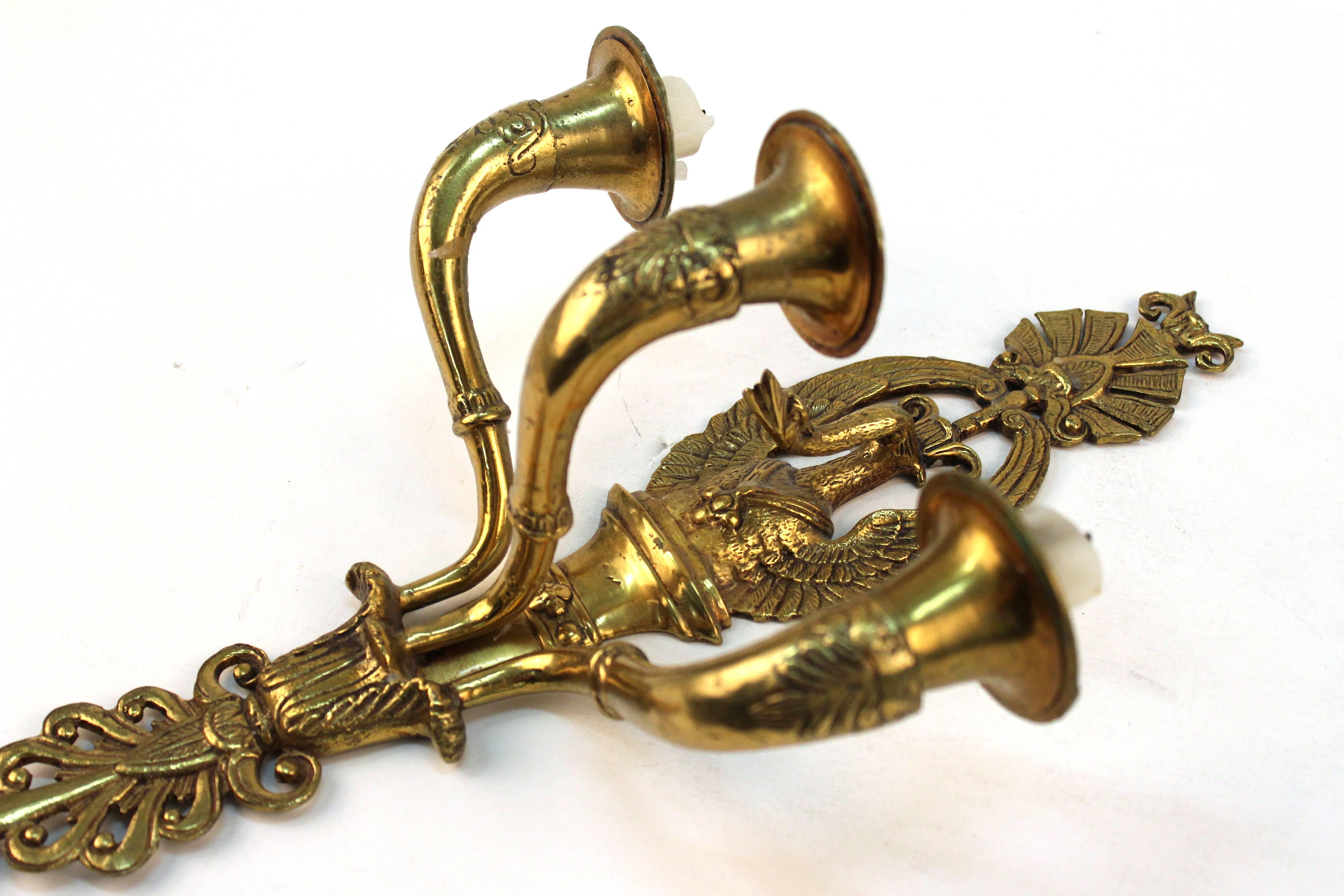 Pair of 19th Century French Empire Swan Sconces 4