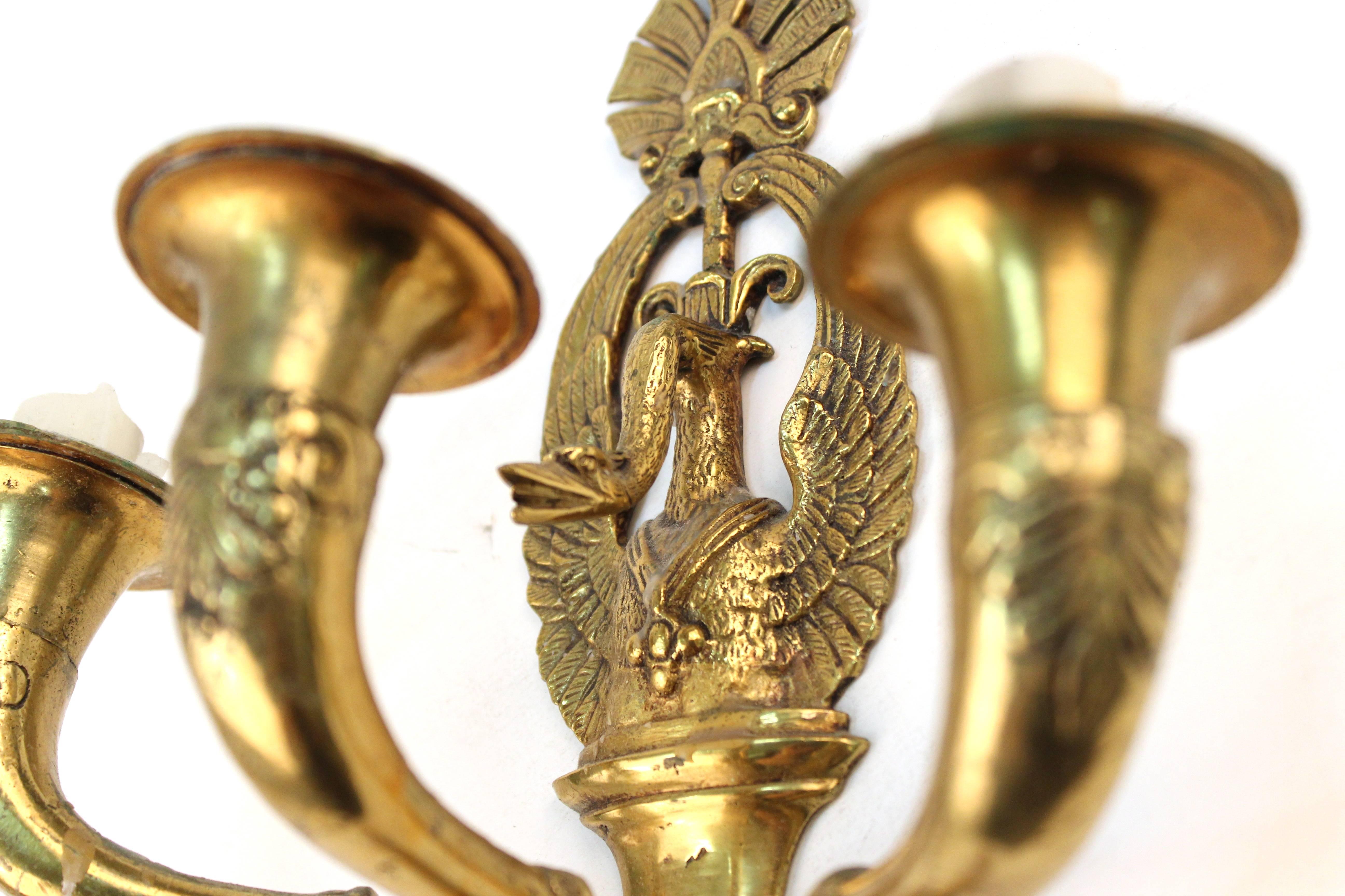 Pair of 19th Century French Empire Swan Sconces 5