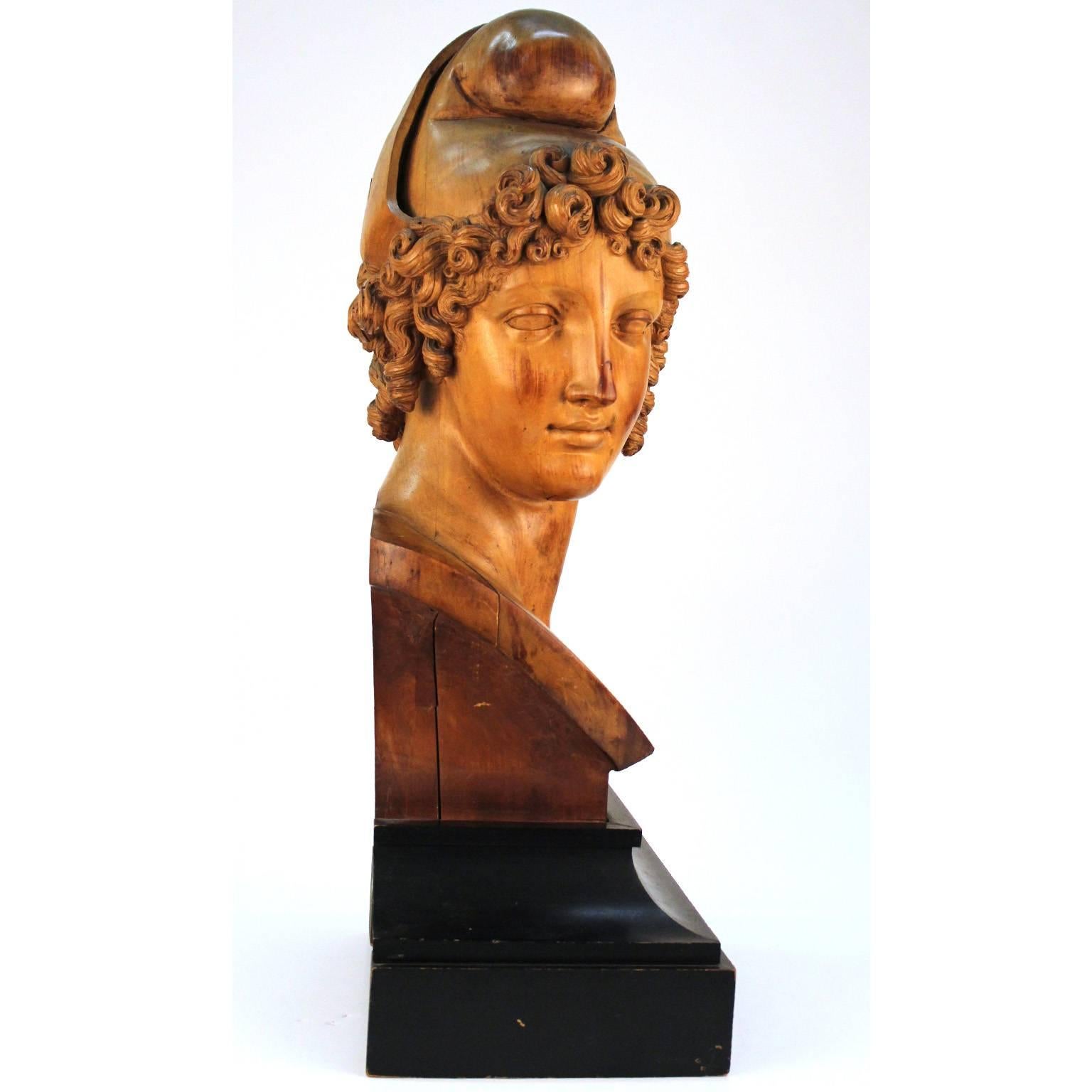 Neoclassical Head of Paris Wood Sculpture after Antonio Canova For Sale