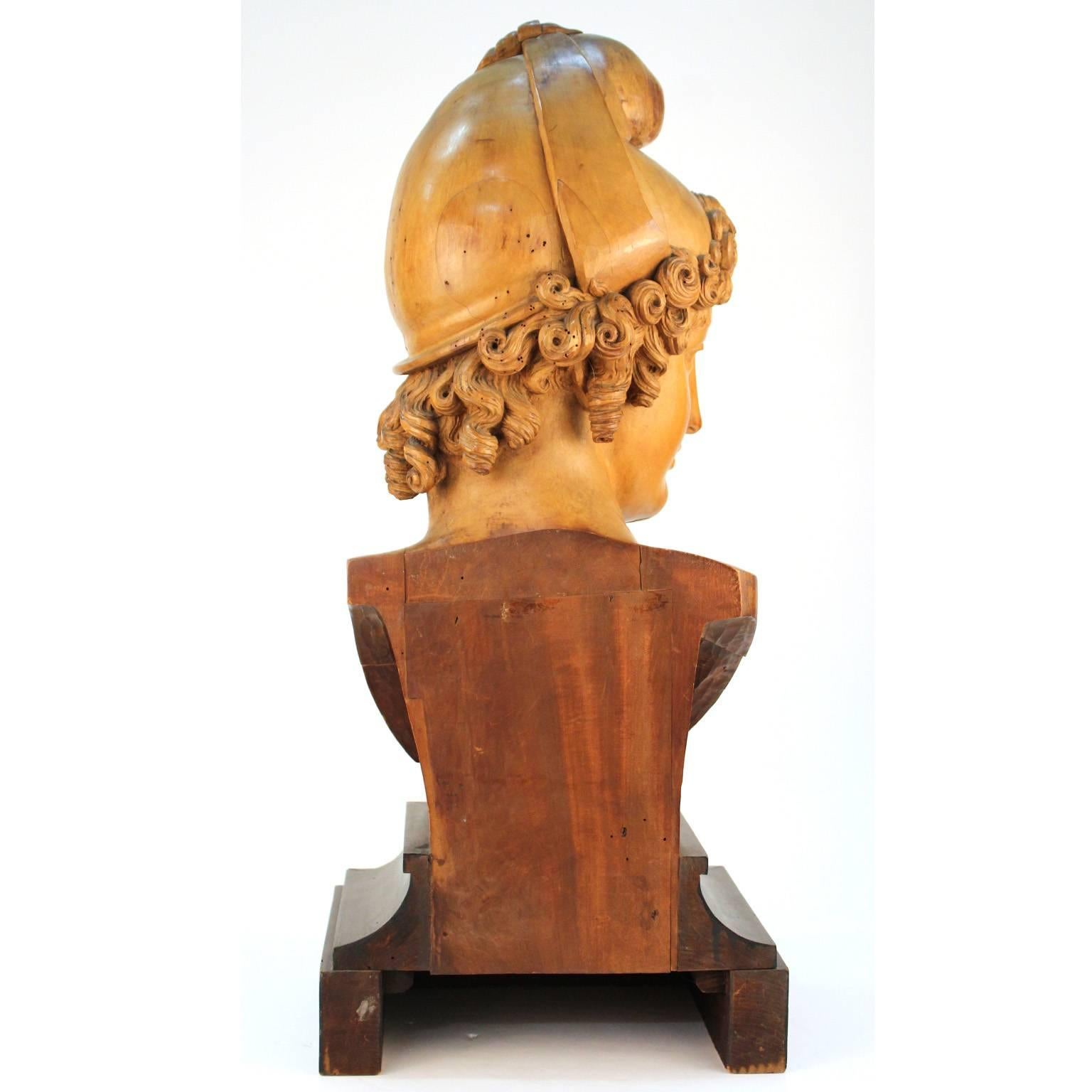 Italian Head of Paris Wood Sculpture after Antonio Canova For Sale