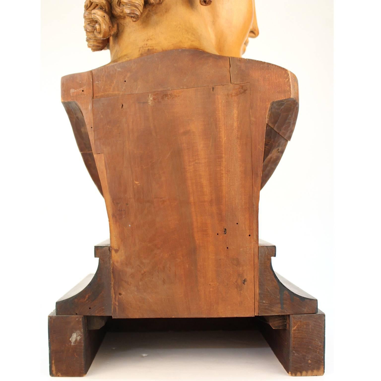 19th Century Head of Paris Wood Sculpture after Antonio Canova For Sale