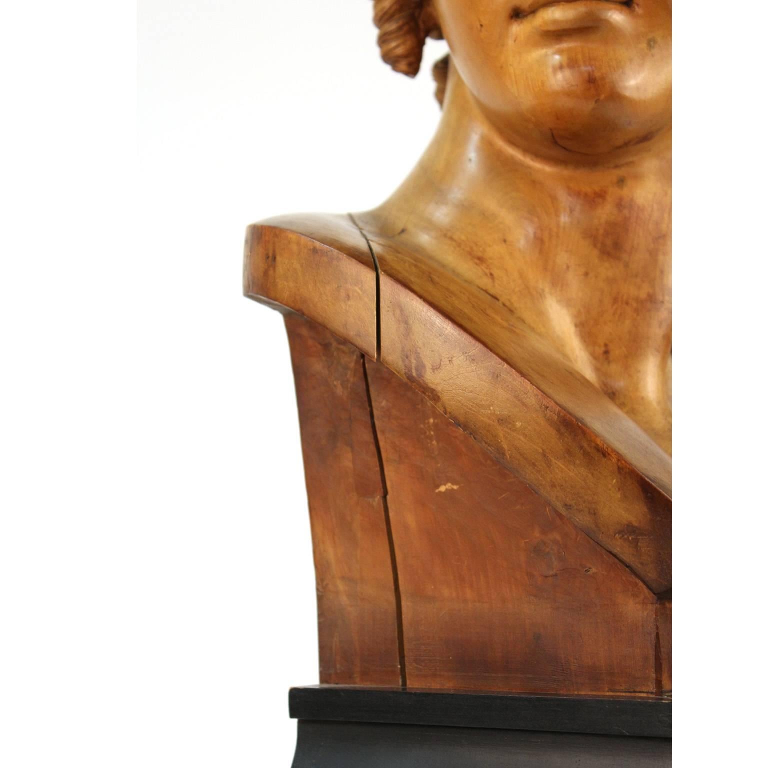 Head of Paris Wood Sculpture after Antonio Canova For Sale 1