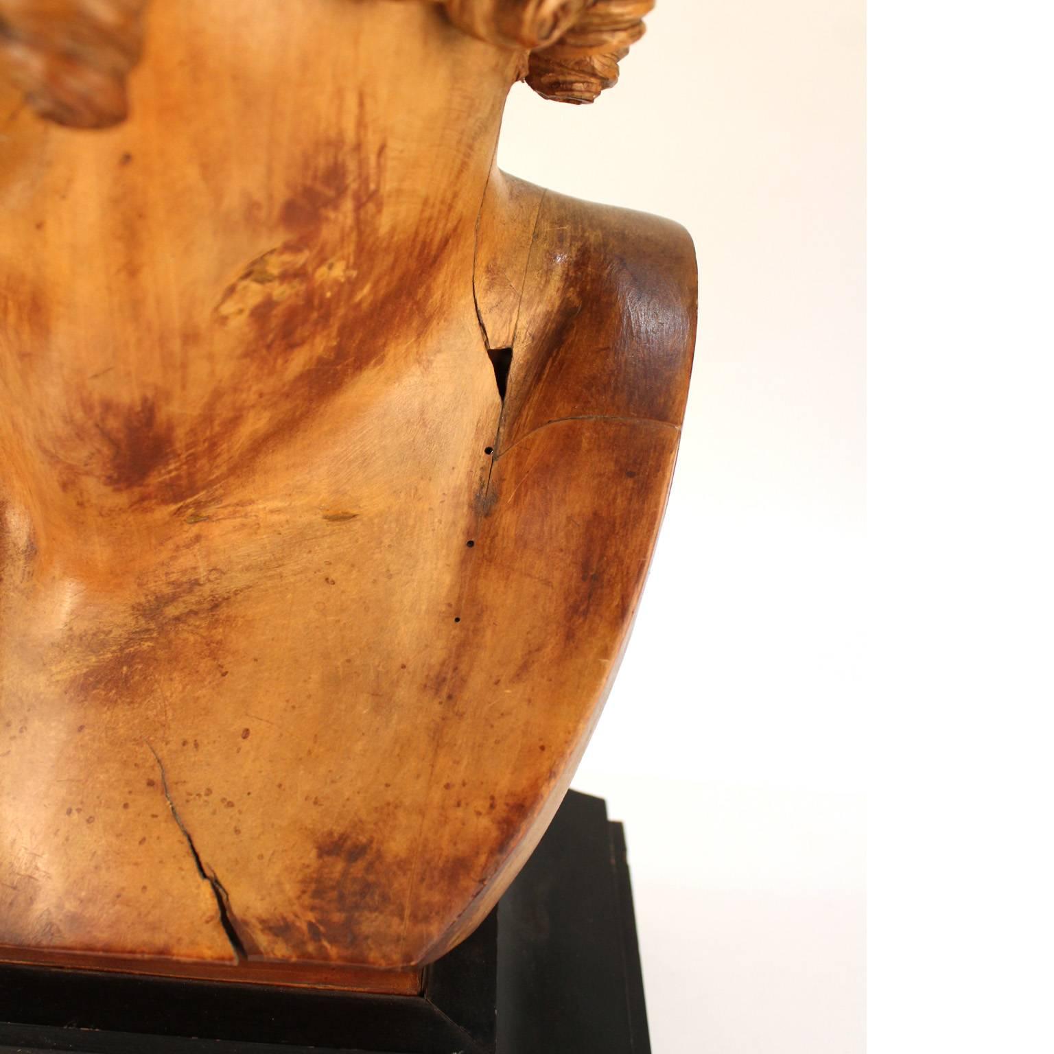 Head of Paris Wood Sculpture after Antonio Canova For Sale 3