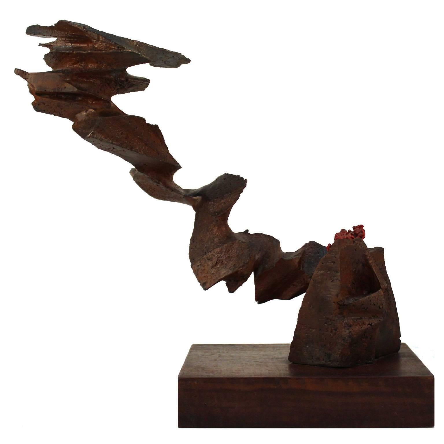 Brutalist Sculpture in Carved Bronze by Mike Feeney For Sale