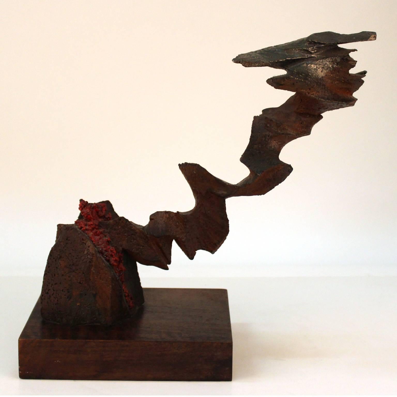 American Brutalist Sculpture in Carved Bronze by Mike Feeney For Sale
