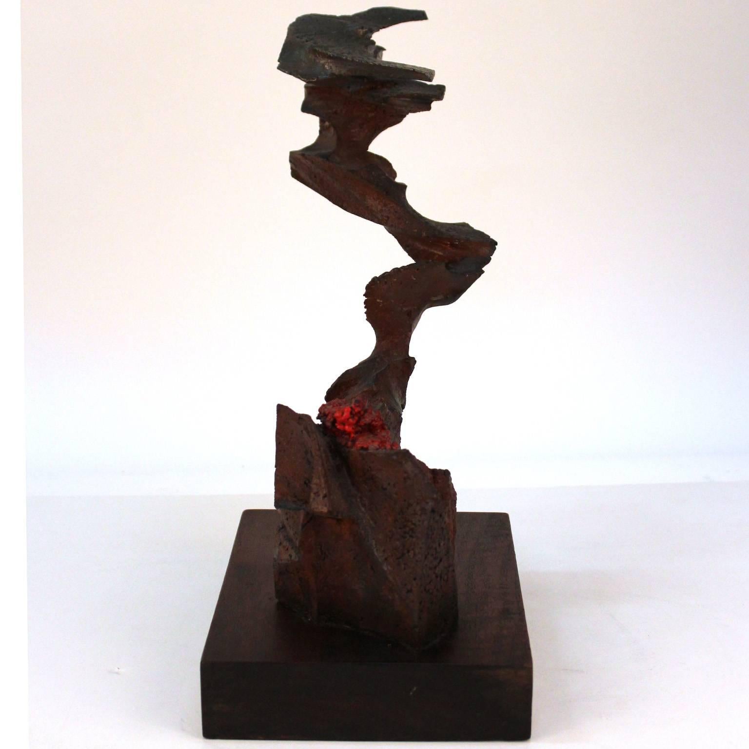 Brutalist Sculpture in Carved Bronze by Mike Feeney In Good Condition For Sale In New York, NY