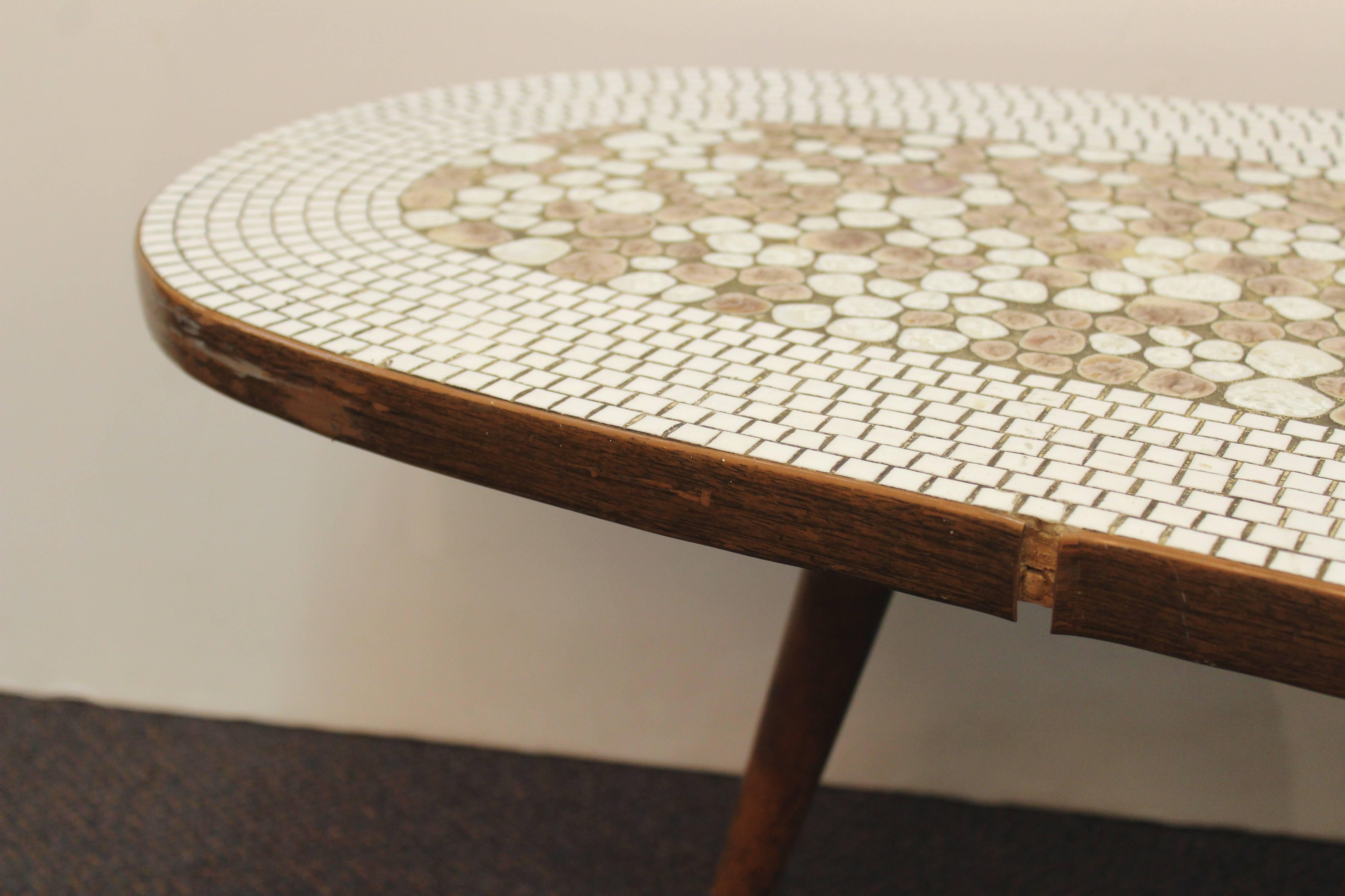 Mid-Century Modern Stone Mosaic Top Free-Form Coffee Table 2