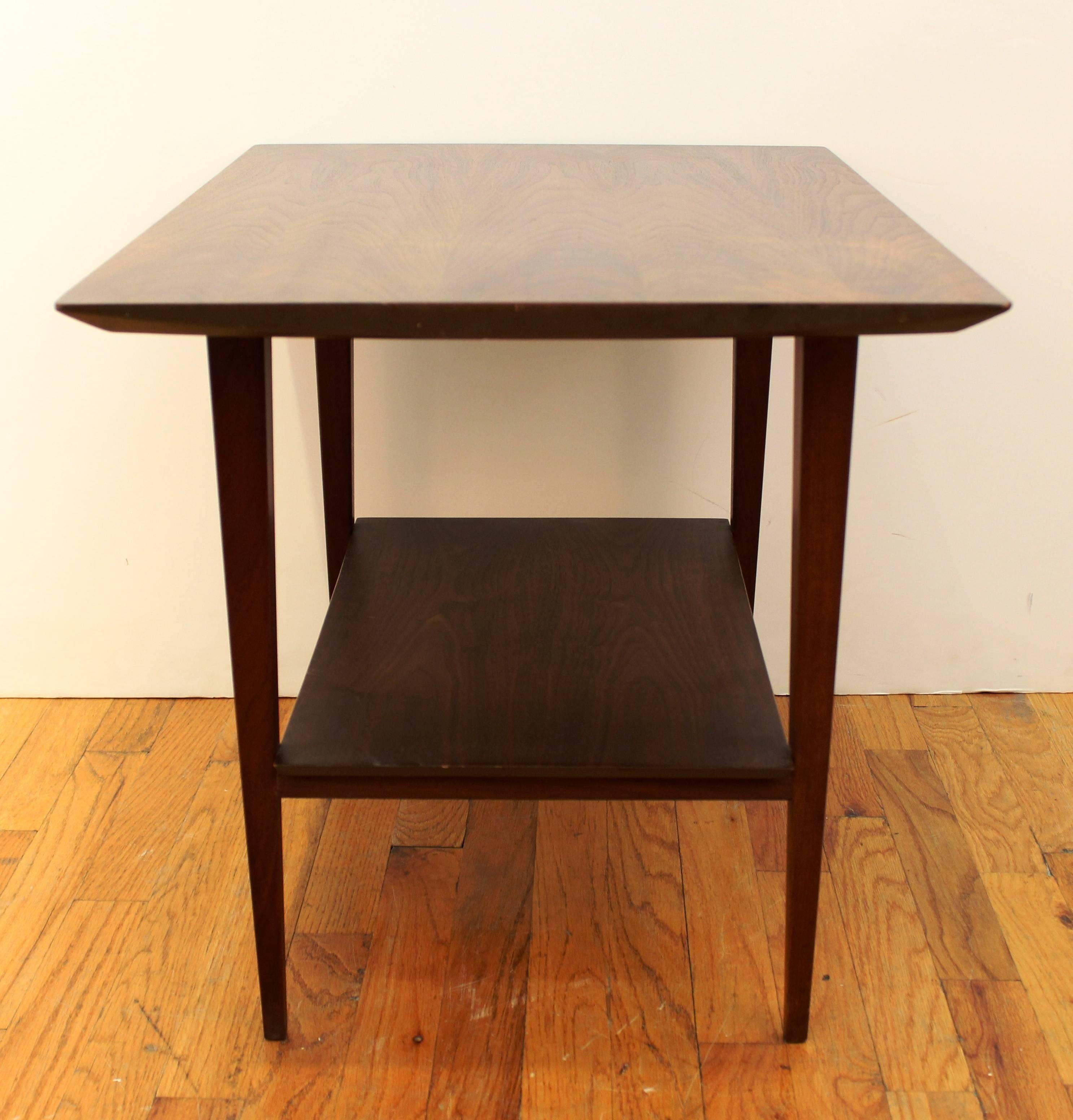 Scandinavian Style Mid-Century Teak Side Table with Shelf In Excellent Condition In New York, NY