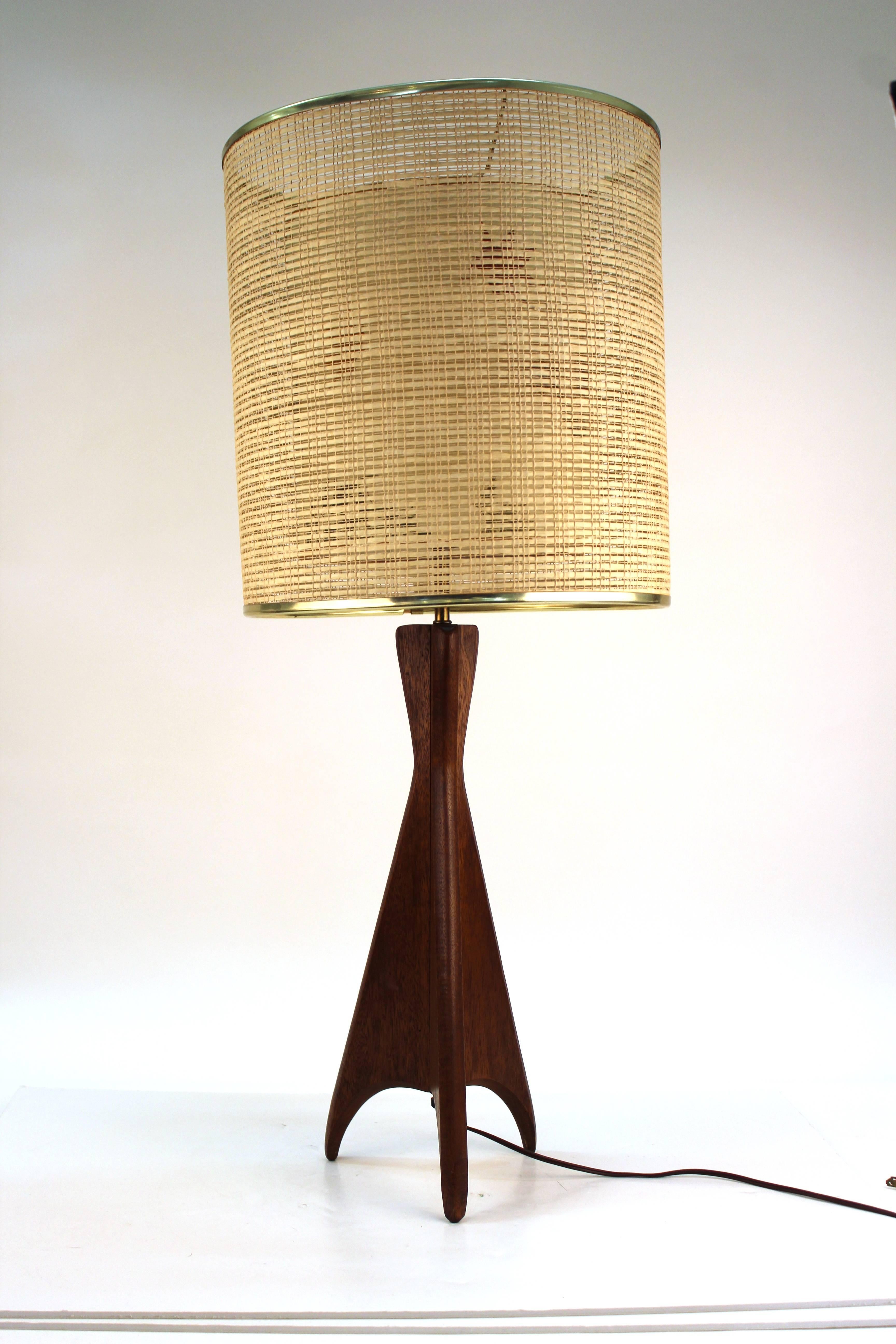 mid century teak table lamp