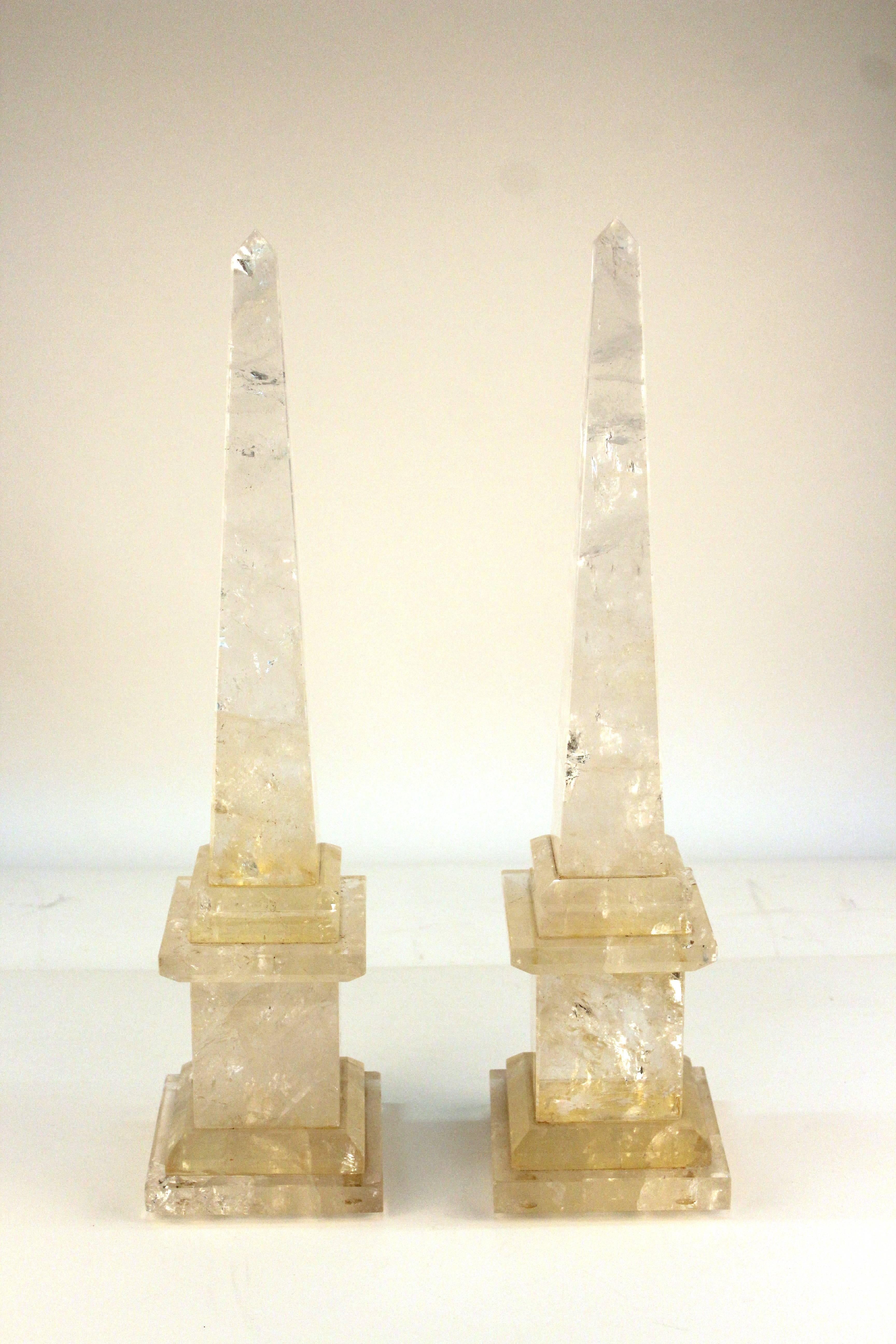 Pair of Brazilian Quartz Obelisks In Good Condition In New York, NY