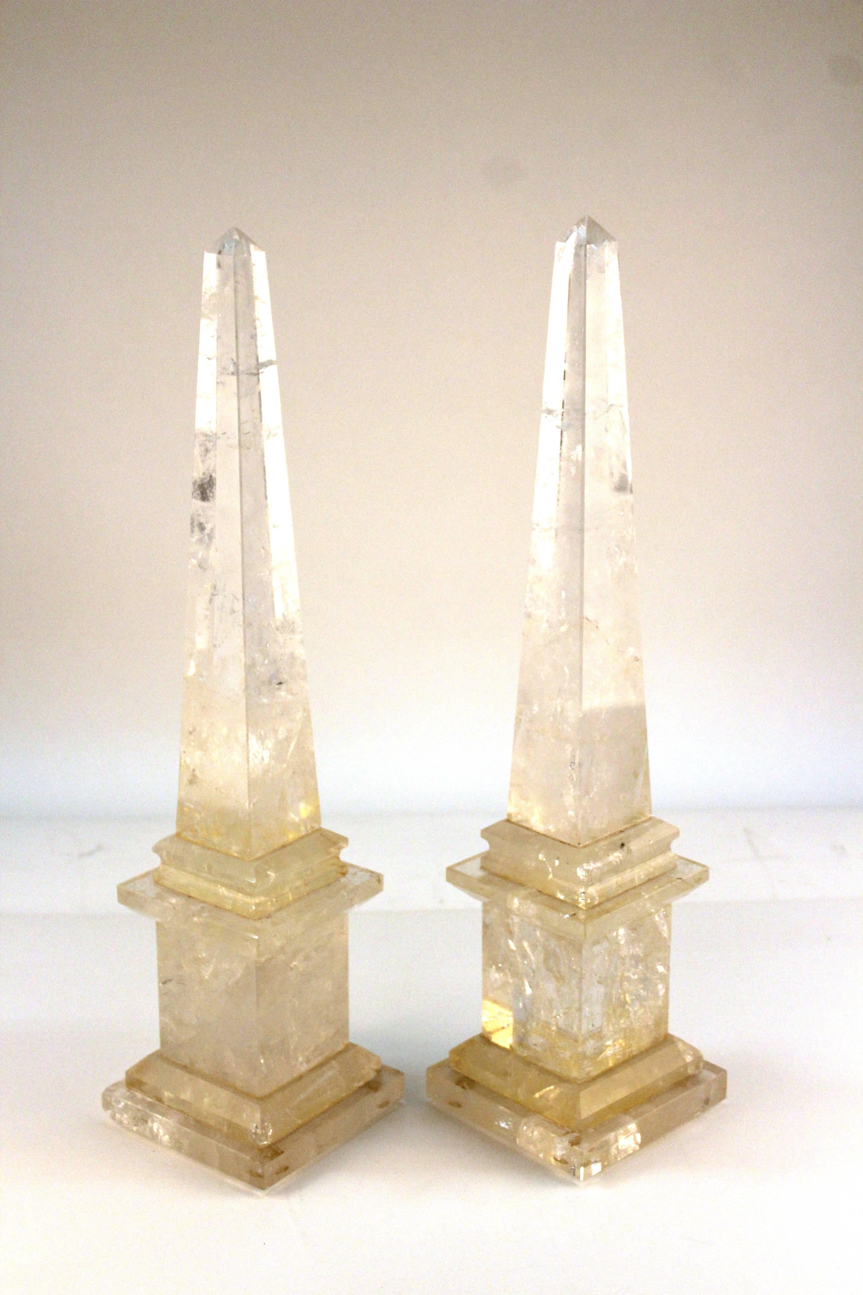 20th Century Pair of Brazilian Quartz Obelisks