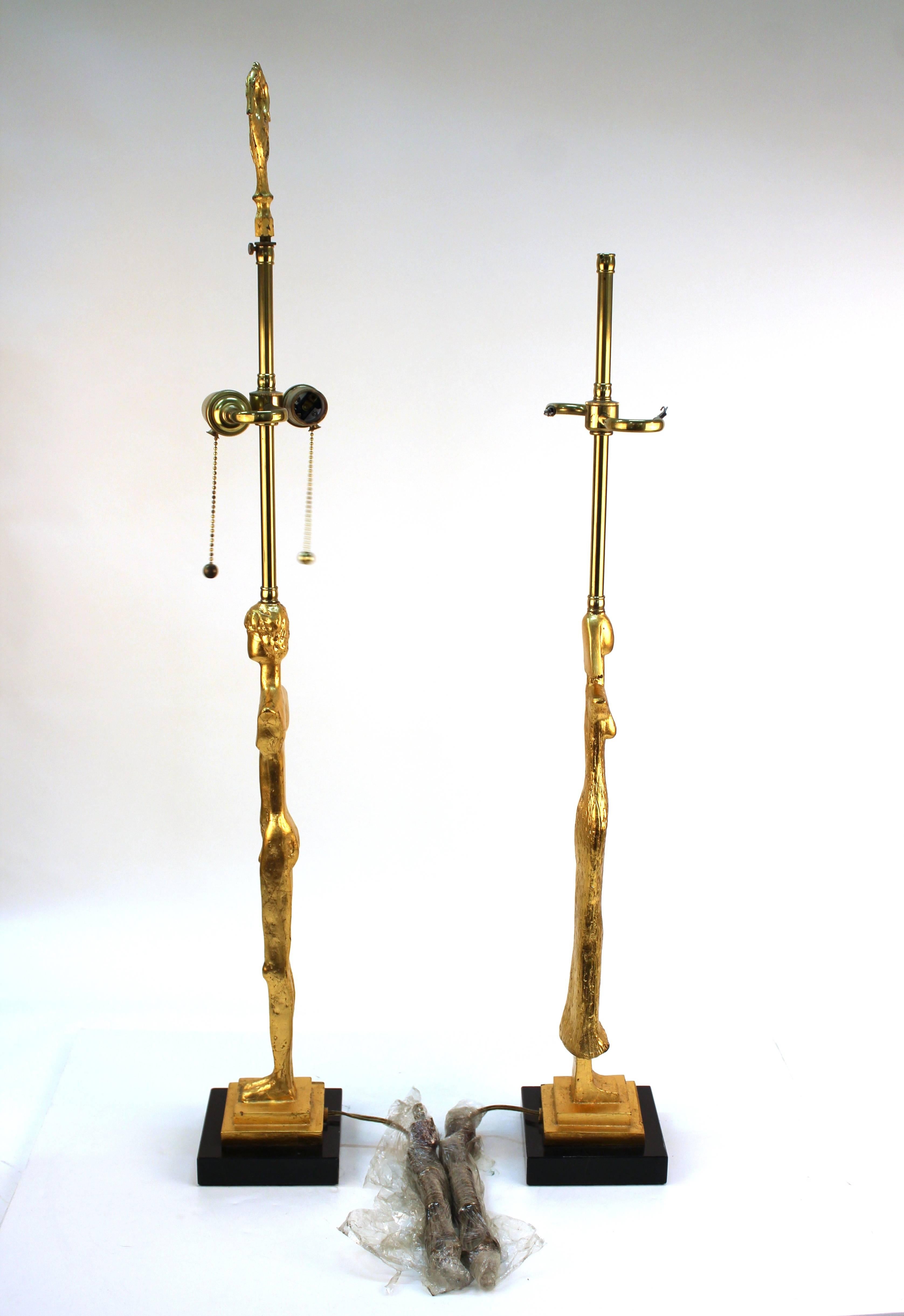 Pair of Giacometti Style Table Lamps In Good Condition In New York, NY