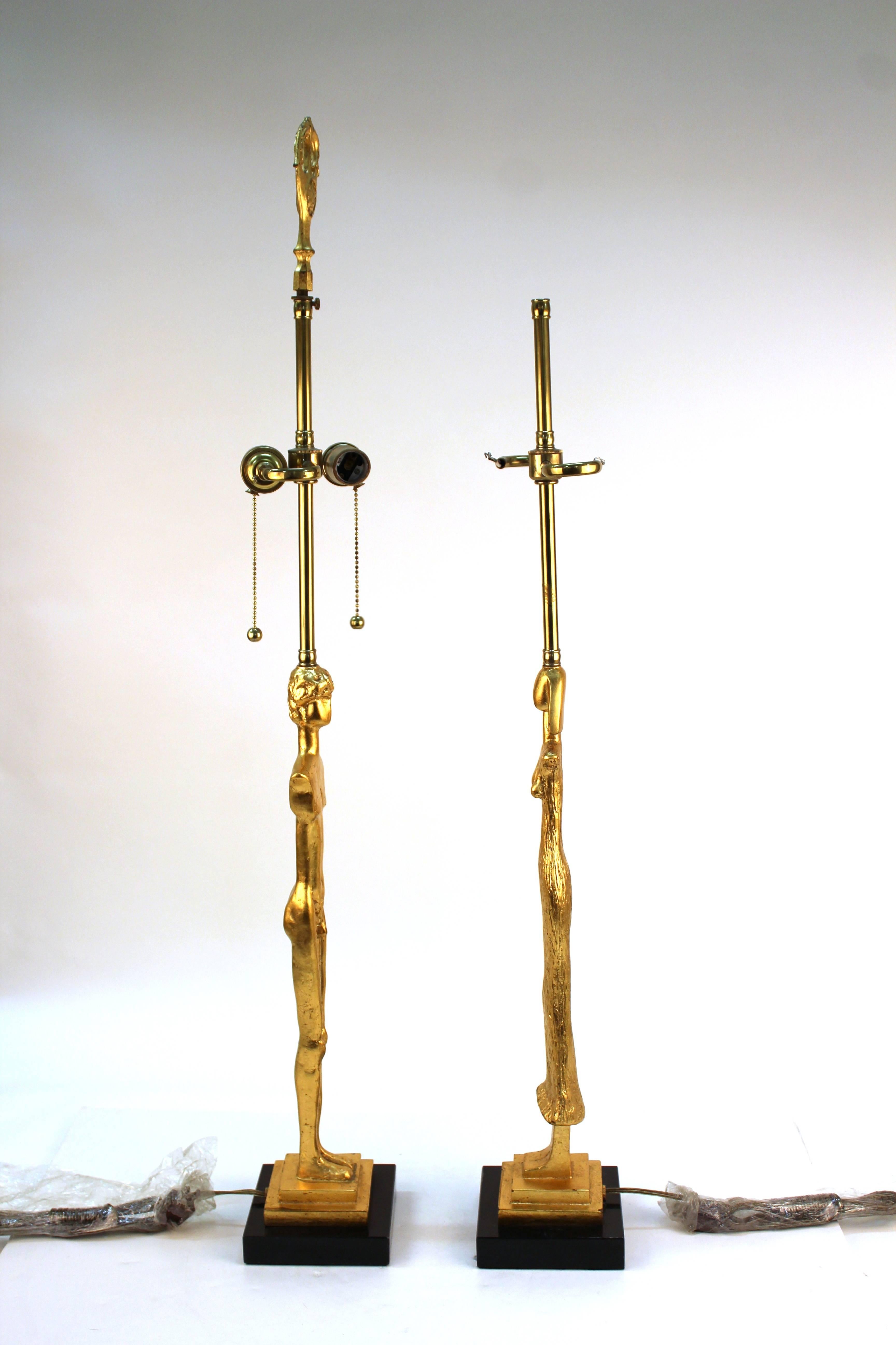 20th Century Pair of Giacometti Style Table Lamps