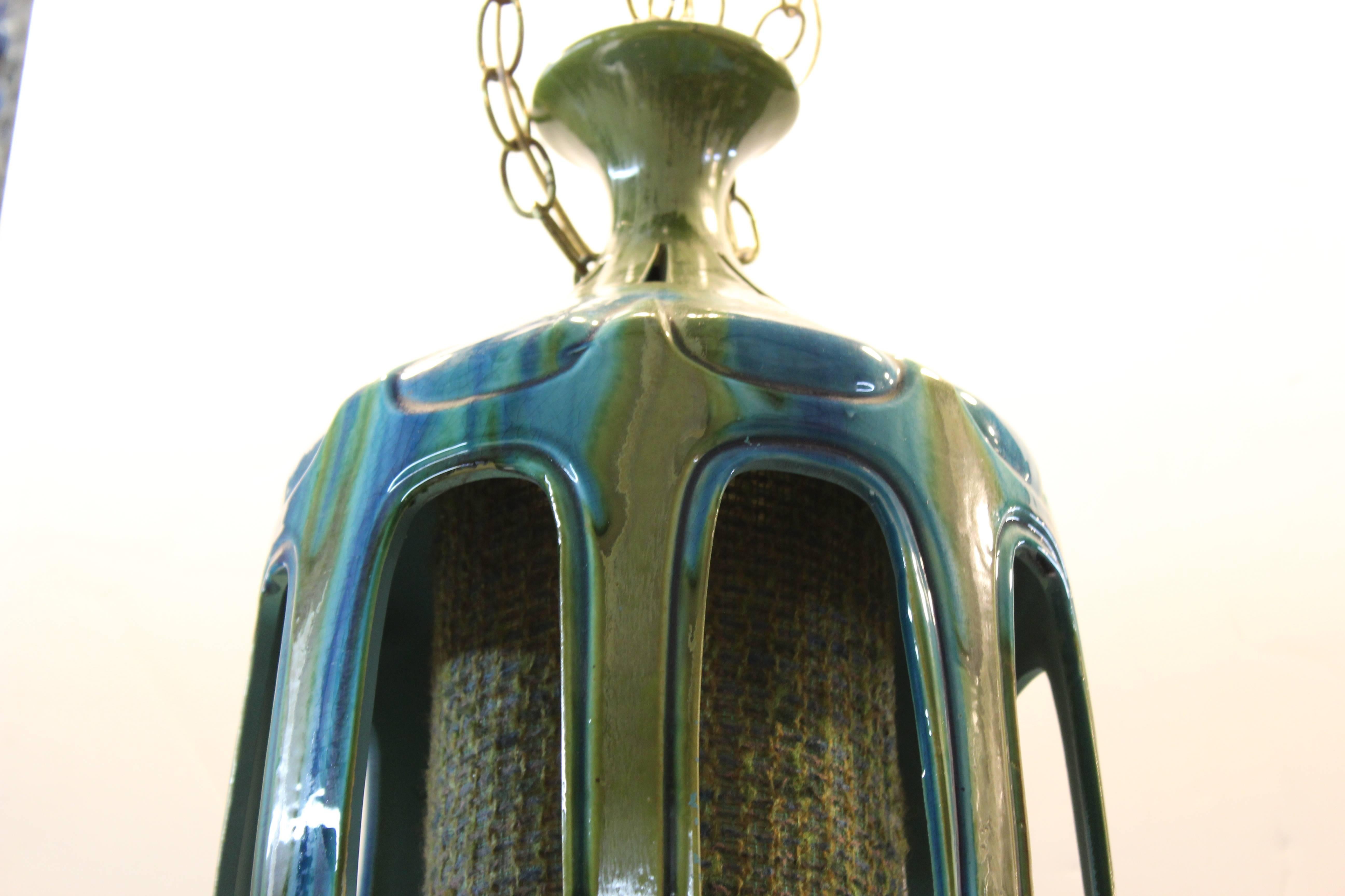 Mid-Century Modern Mid-Century Drip Glaze Ceramic Pendant