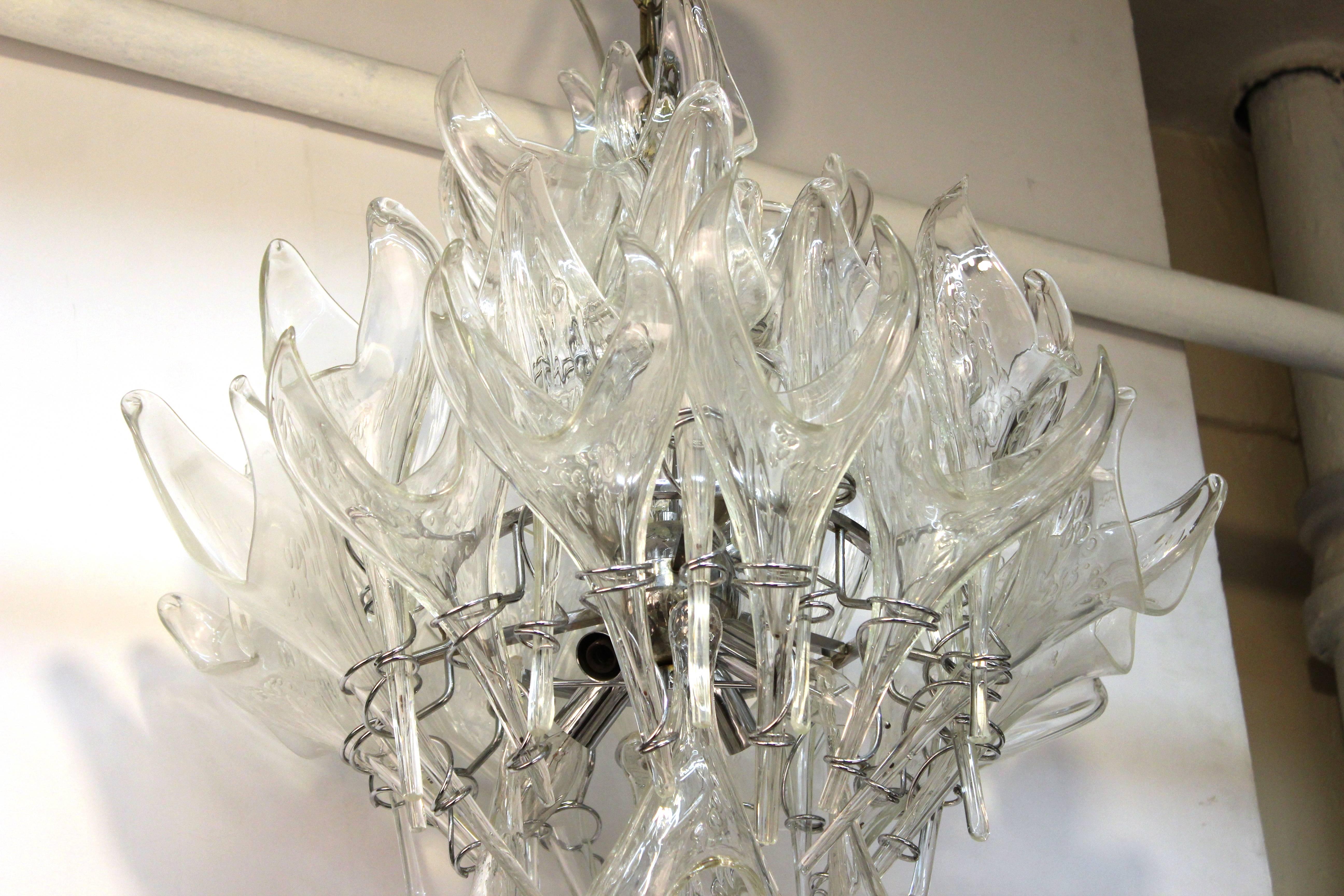 A Murano glass chandelier crafted with 